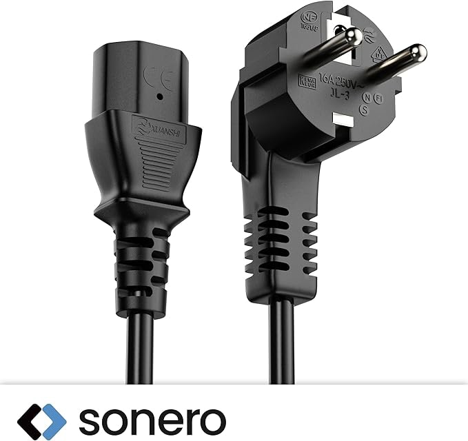 SONERO Netzkabel Schutzkontaktstecker, X-SKW-C13G-050B, 90°, schwarz, 5m SONERO Netzkabel Schutzkontaktstecker, X-SKW-C13G-050B, 90°, schwarz, 5m