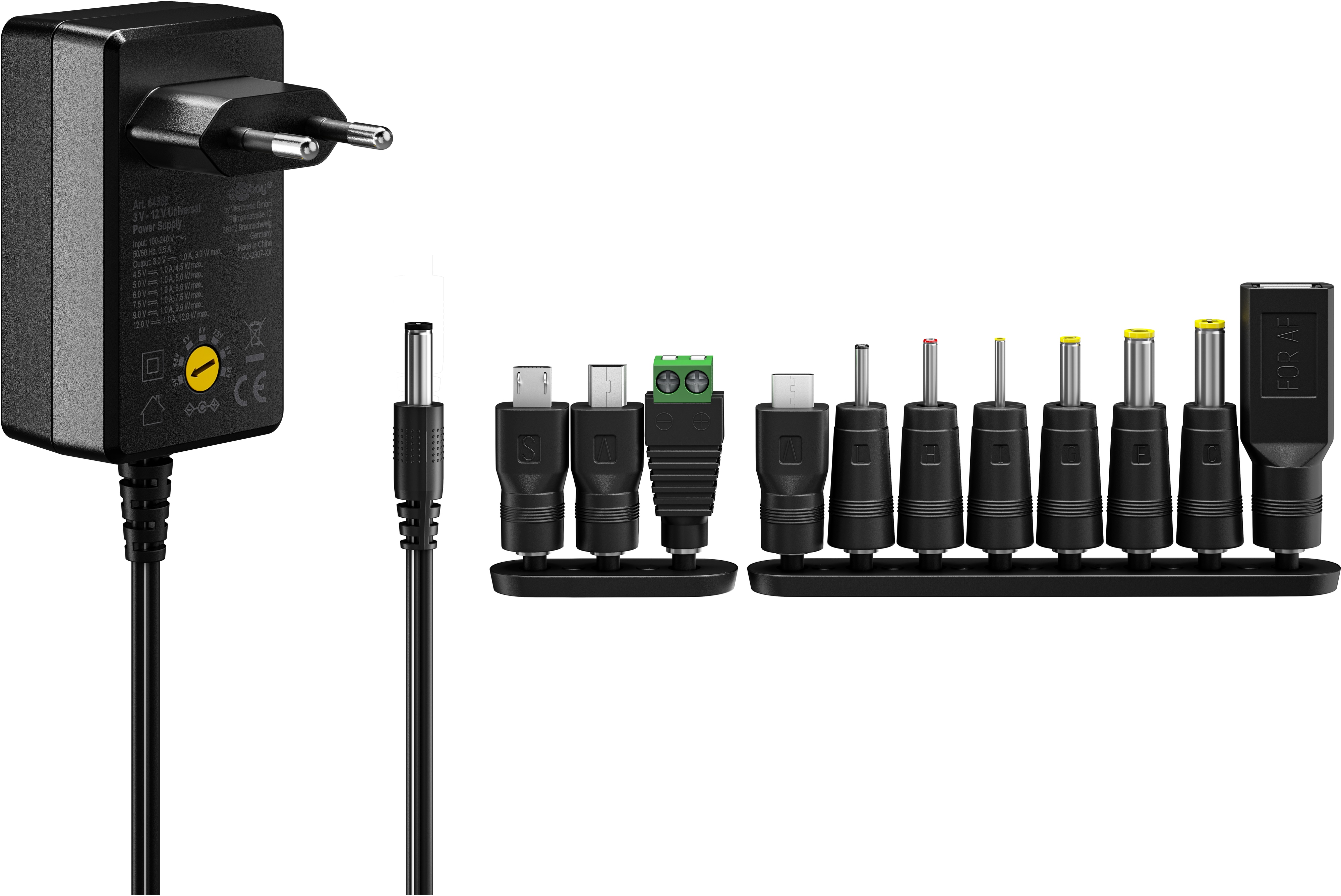 GOOBAY Universal-Netzteil 64571, 3...12 V-/7,2 W, 11-Adapter, inkl. USB-Adapter GOOBAY Universal-Netzteil 64571, 3...12 V-/7,2 W, 11-Adapter, inkl. USB-Adapter