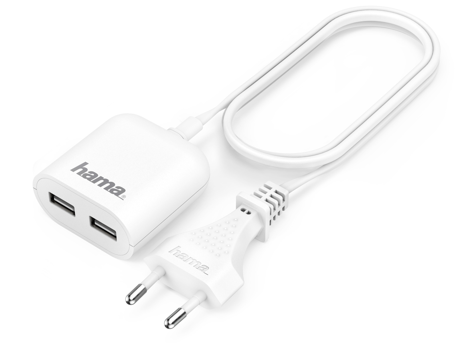 HAMA USB-Netzteil, 2x USB-Ausgänge, 1,9 m Kabel, weiß HAMA USB-Netzteil, 2x USB-Ausgänge, 1,9 m Kabel, weiß