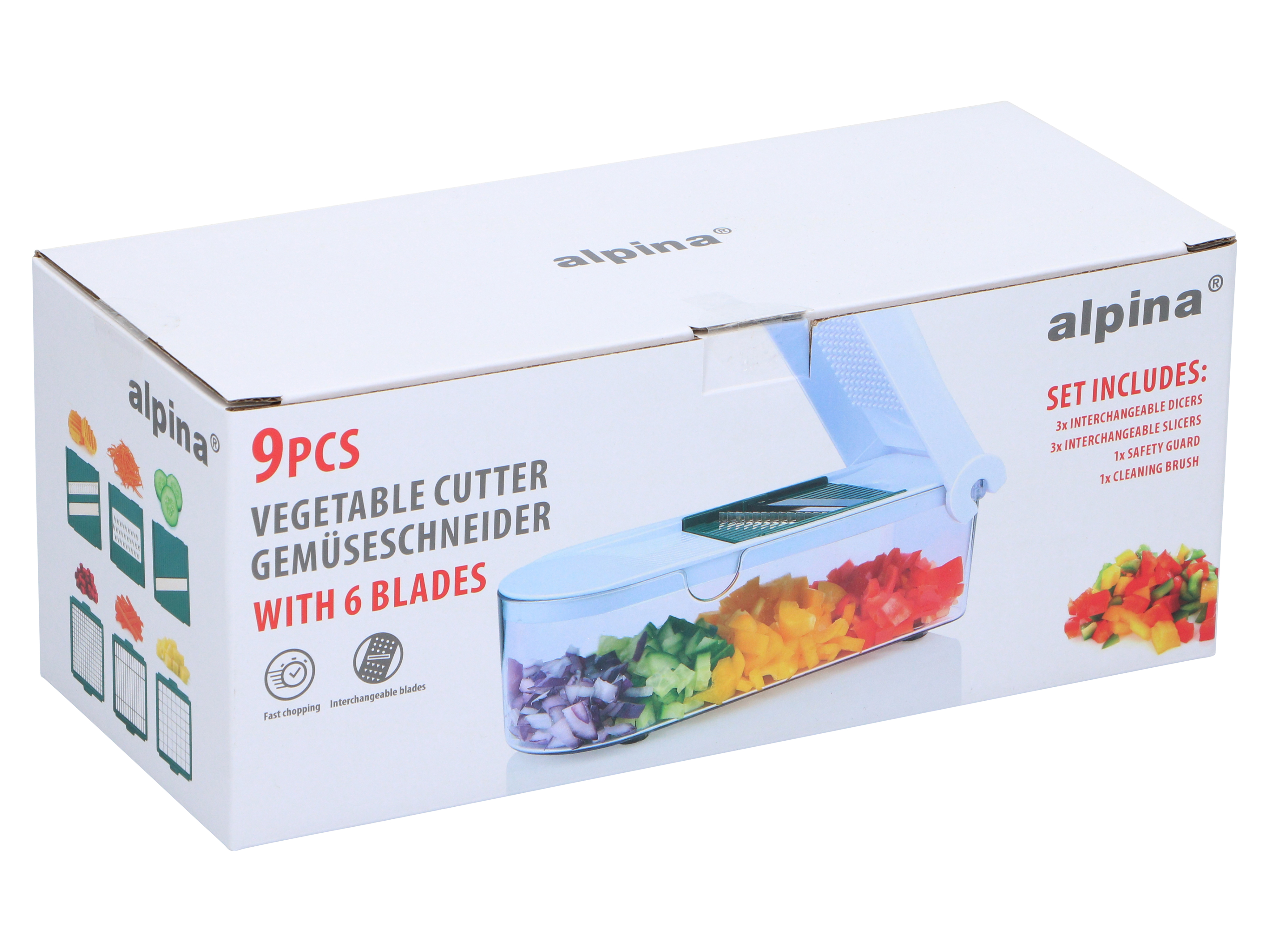 ALPINA Gemüseschneider 9-teilig, mit 6 Klingen, inkl. Reinigungsbürste ALPINA Gemüseschneider 9-teilig, mit 6 Klingen, inkl. Reinigungsbürste