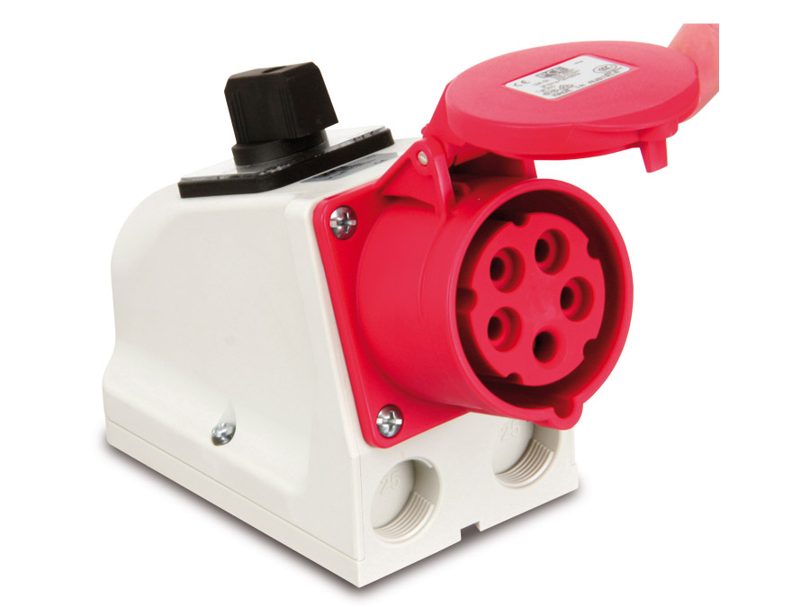 PCE CEE-Anbaukupplung Schalter, 5-polig, 16 A, 400 V, IP44 PCE CEE-Anbaukupplung Schalter, 5-polig, 16 A, 400 V, IP44
