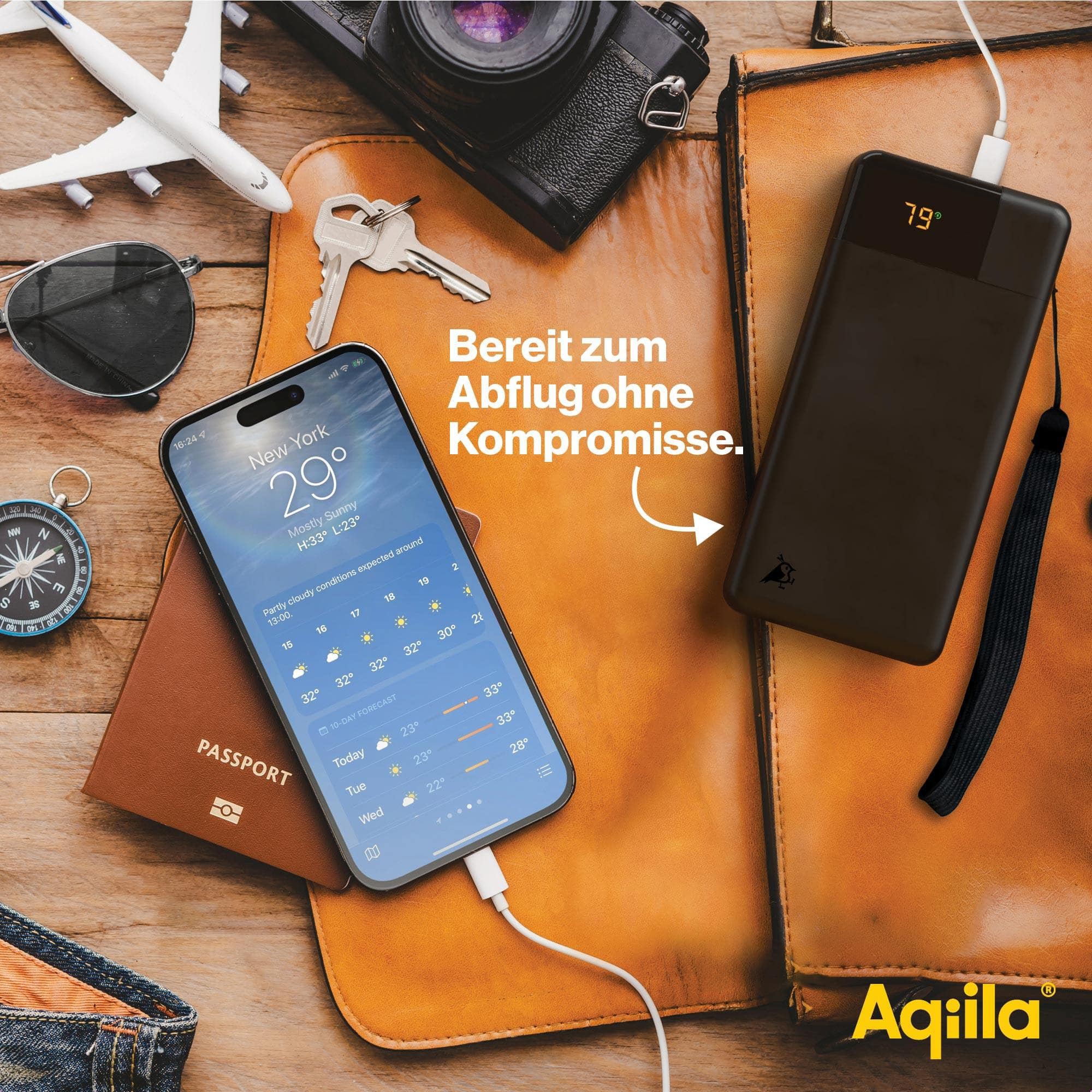 AQIILA Powerbank Powerbird B20, 20 W, 20.000mAh, 1x USB-A, 2x USB-C, schwarz AQIILA Powerbank Powerbird B20, 20 W, 20.000mAh, 1x USB-A, 2x USB-C, schwarz