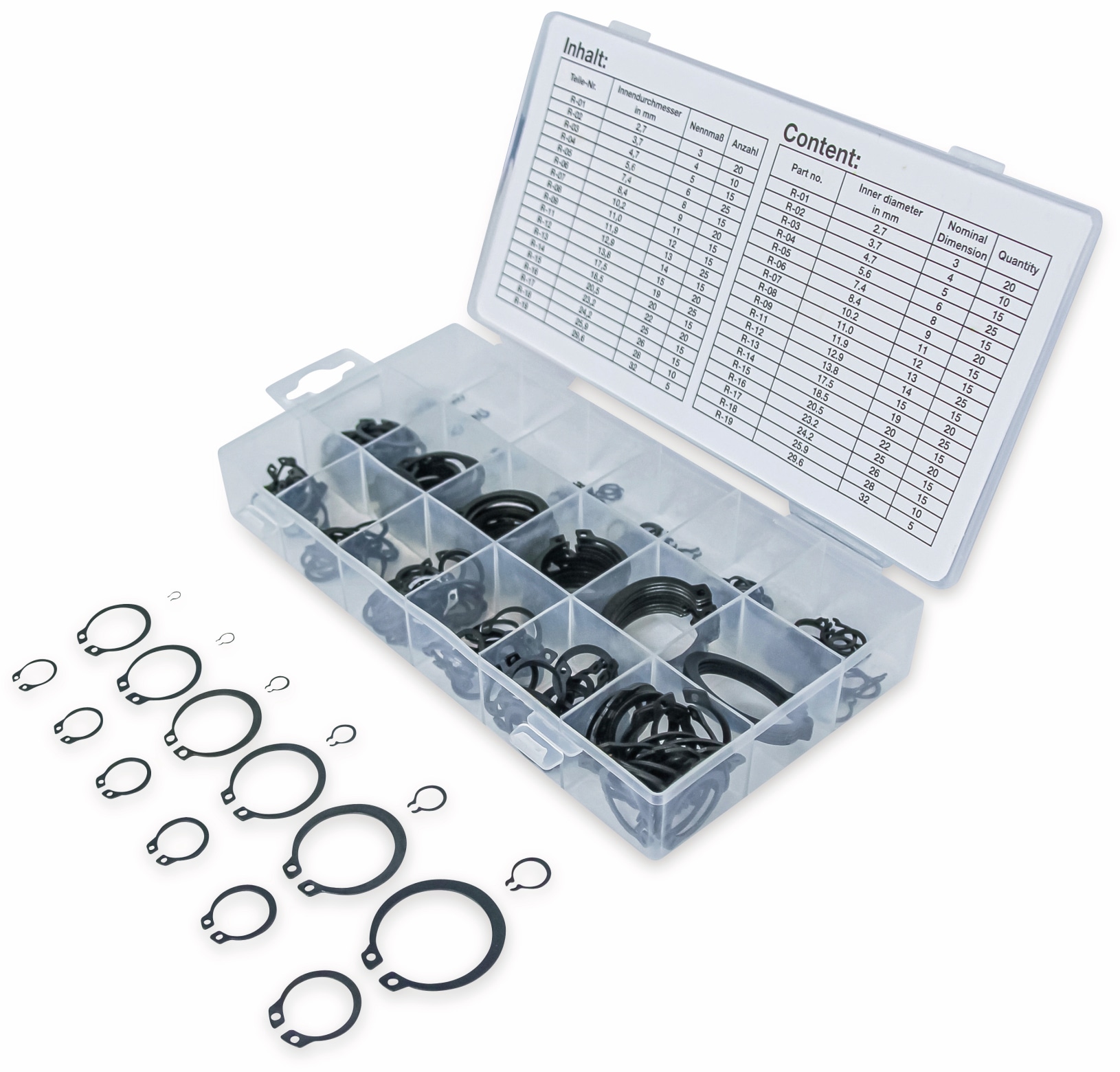 BGS TECHNIC Außen-Seegering-Set, 8046, Ø3...32 mm, 300-tlg BGS TECHNIC Außen-Seegering-Set, 8046, Ø3...32 mm, 300-tlg