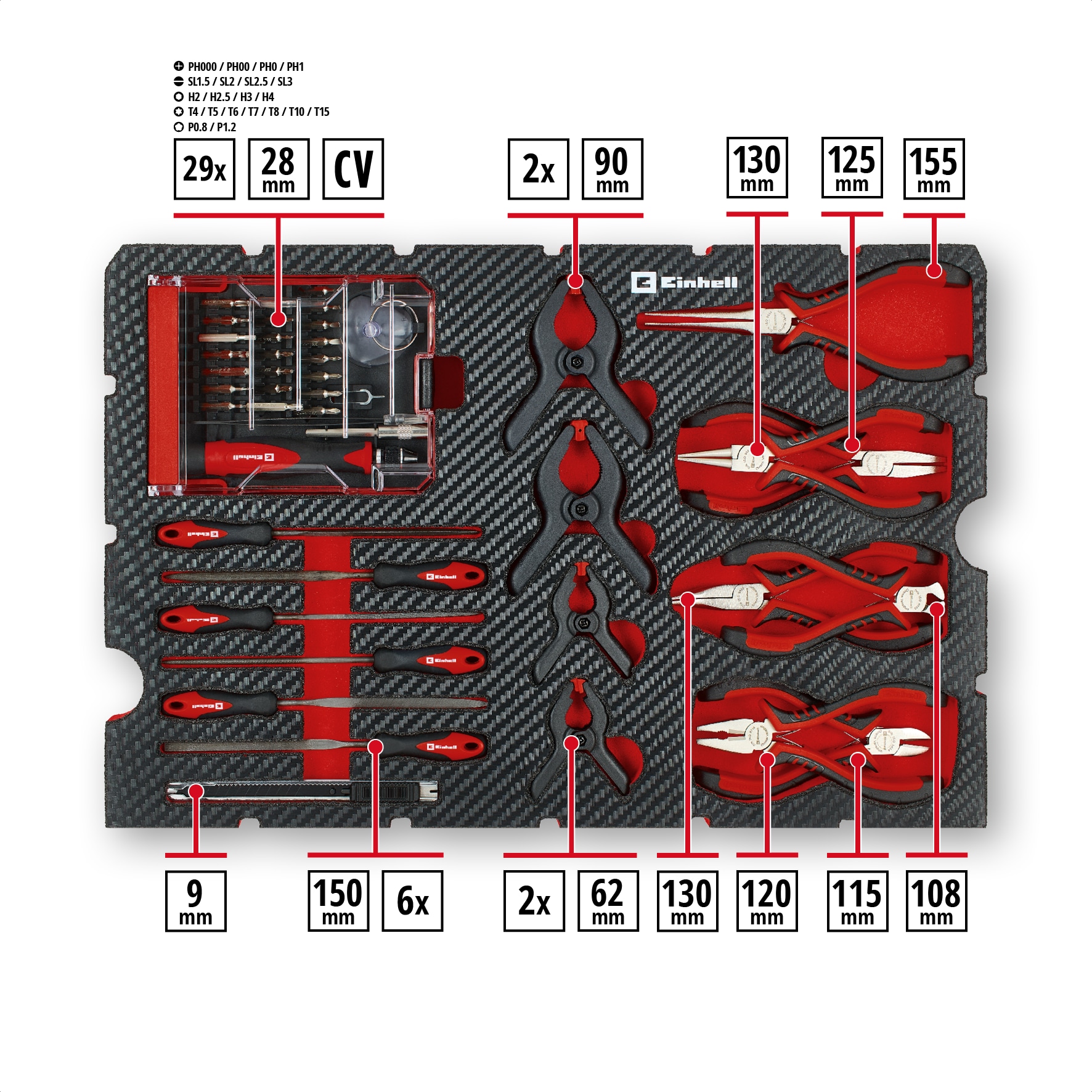 EINHELL Werkzeugkoffer Hobby, 370512, E-Case, 153-teilig EINHELL Werkzeugkoffer Hobby, 370512, E-Case, 153-teilig