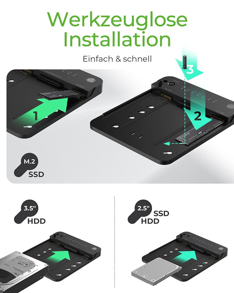 ICY BOX CloneStation & DockingStation IB-2915MSCL-C31 M.2 NVME & SATA 2.5''/3.5'' SSD/HDD ICY BOX CloneStation & DockingStation IB-2915MSCL-C31 M.2 NVME & SATA 2.5''/3.5'' SSD/HDD