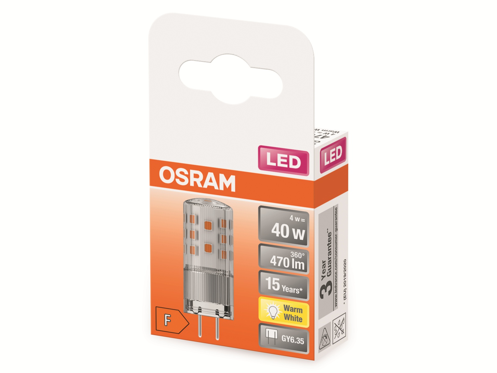 OSRAM LED-Stiftsockellampe, PIN35, GY6.35, EEK: F, 4W, 470lm, 2700K OSRAM LED-Stiftsockellampe, PIN35, GY6.35, EEK: F, 4W, 470lm, 2700K
