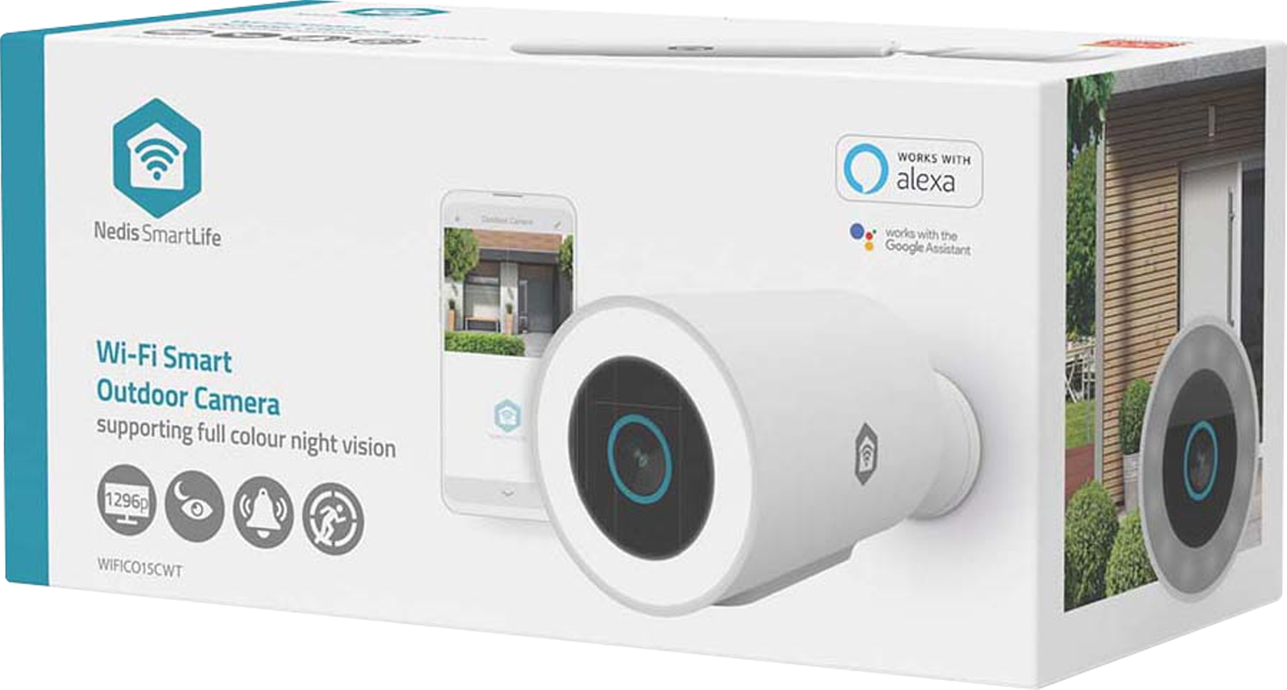 NEDIS SmartLife Outdoor Kamera, WIFICO15CWT, 3MP Full HD 1296p, Wi-Fi, Spotlight, IP65 NEDIS SmartLife Outdoor Kamera, WIFICO15CWT, 3MP Full HD 1296p, Wi-Fi, Spotlight, IP65