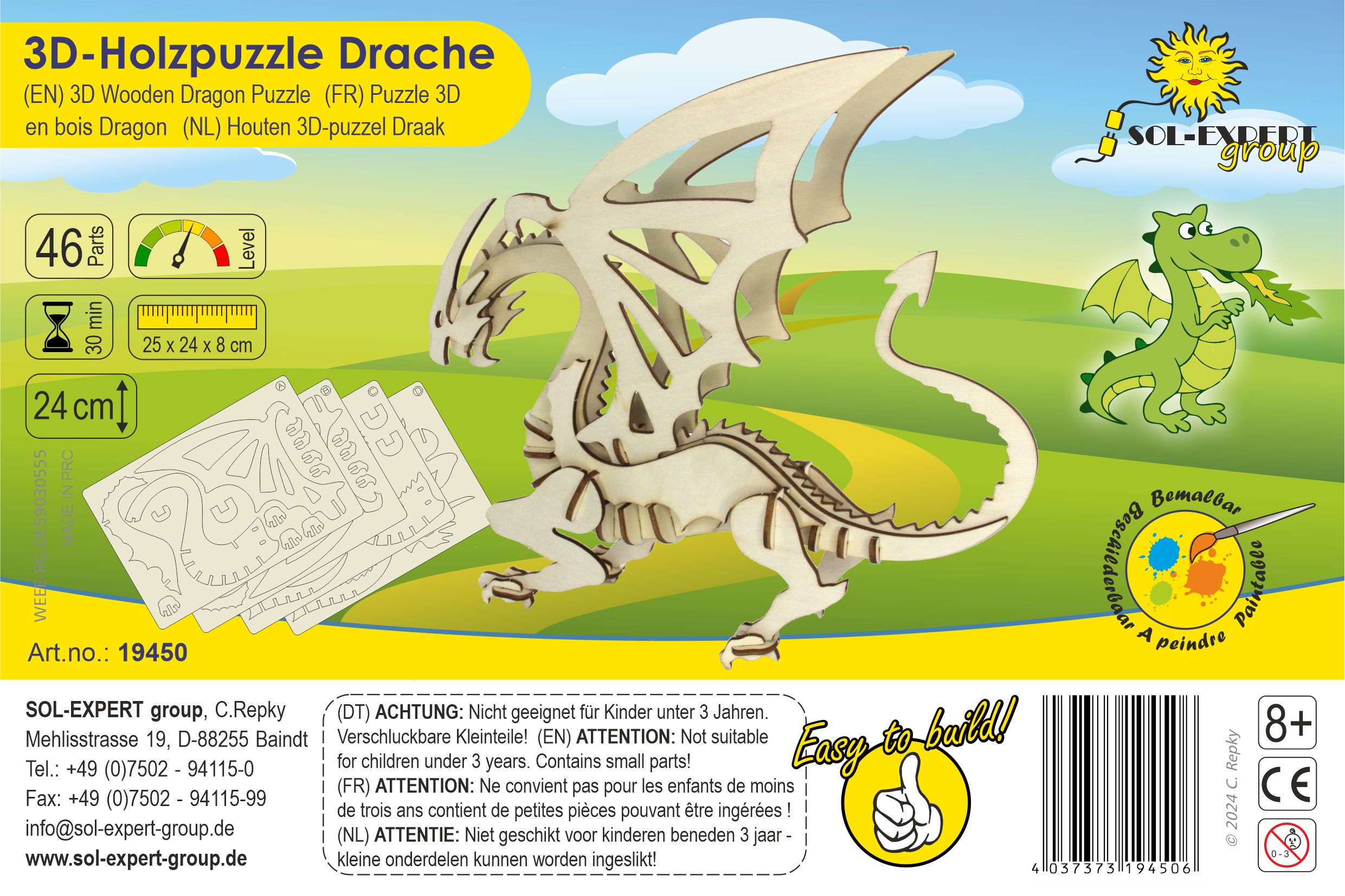 SOL-EXPERT 3D Holz Puzzle Drache SOL-EXPERT 3D Holz Puzzle Drache