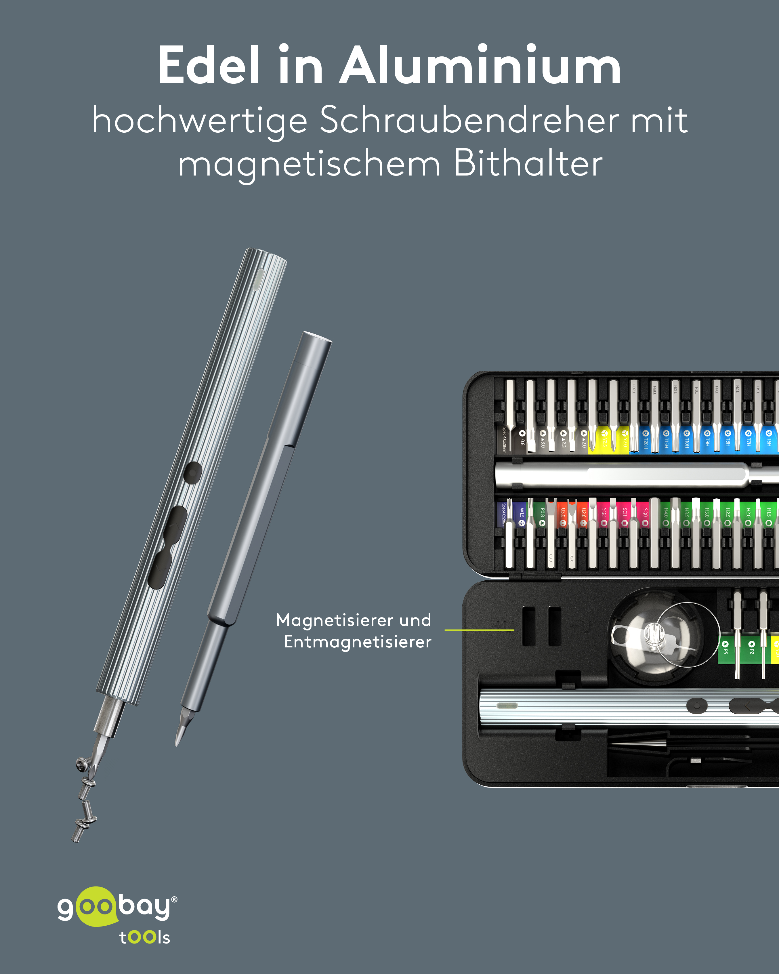 GOOBAY TOOLS 58in1 Elektrischer Schraubendreher, 77839, mit 50-tlg. Präzisions-Bitsatz GOOBAY TOOLS 58in1 Elektrischer Schraubendreher, 77839, mit 50-tlg. Präzisions-Bitsatz