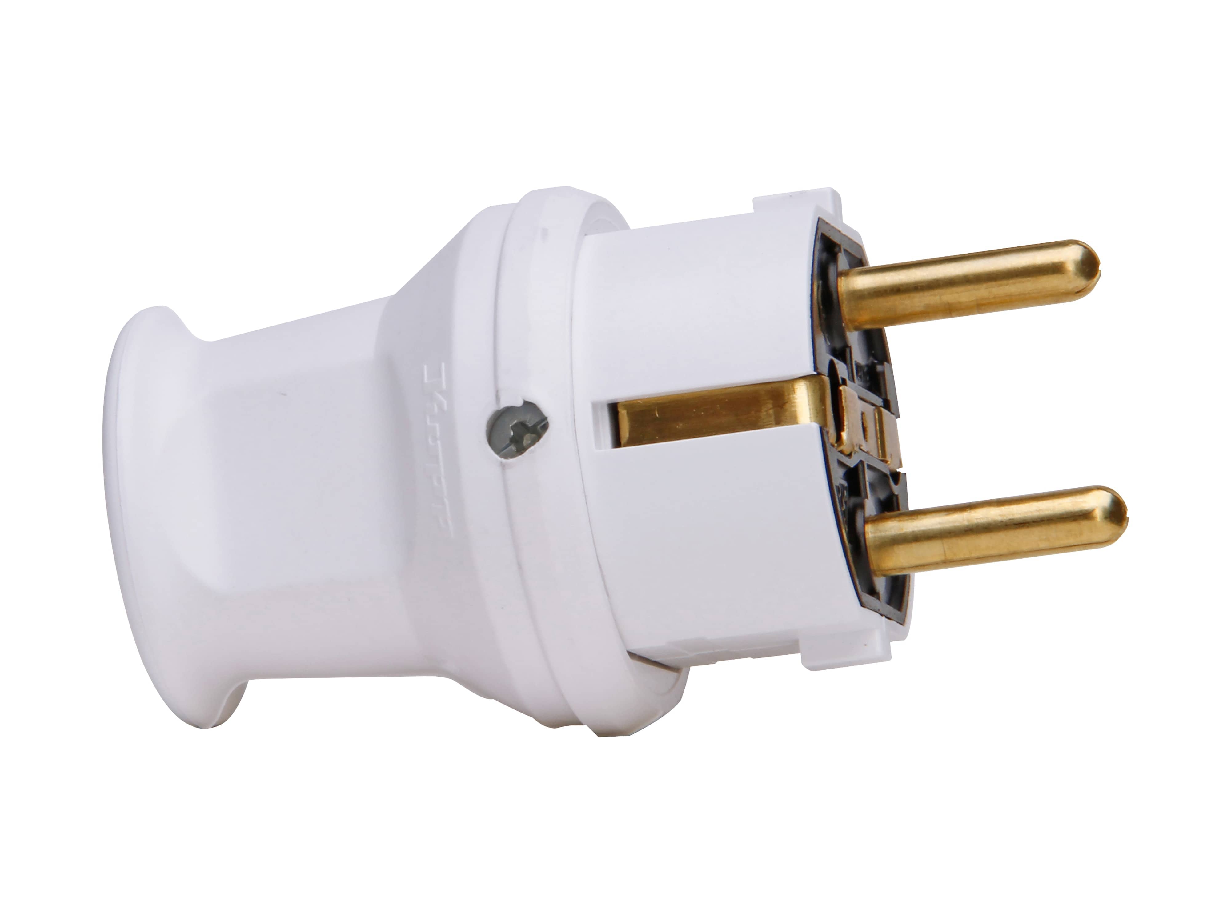 KOPP Schutzkontakt-Stecker 179702004, klein, mit Knickschutz, weiß KOPP Schutzkontakt-Stecker 179702004, klein, mit Knickschutz, weiß