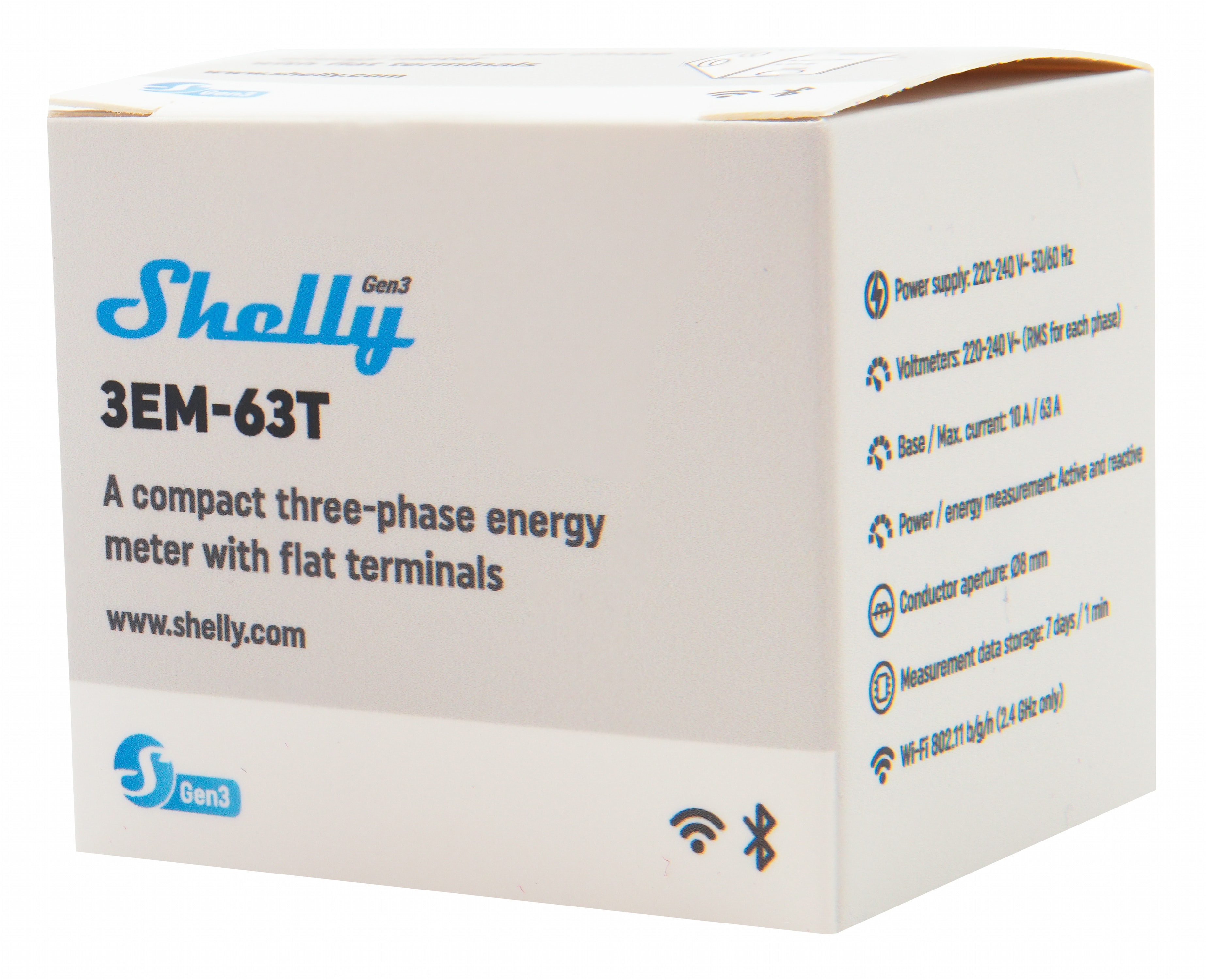 SHELLY WLAN-Stromzähler 3EM-63T Gen3, weiß SHELLY WLAN-Stromzähler 3EM-63T Gen3, weiß