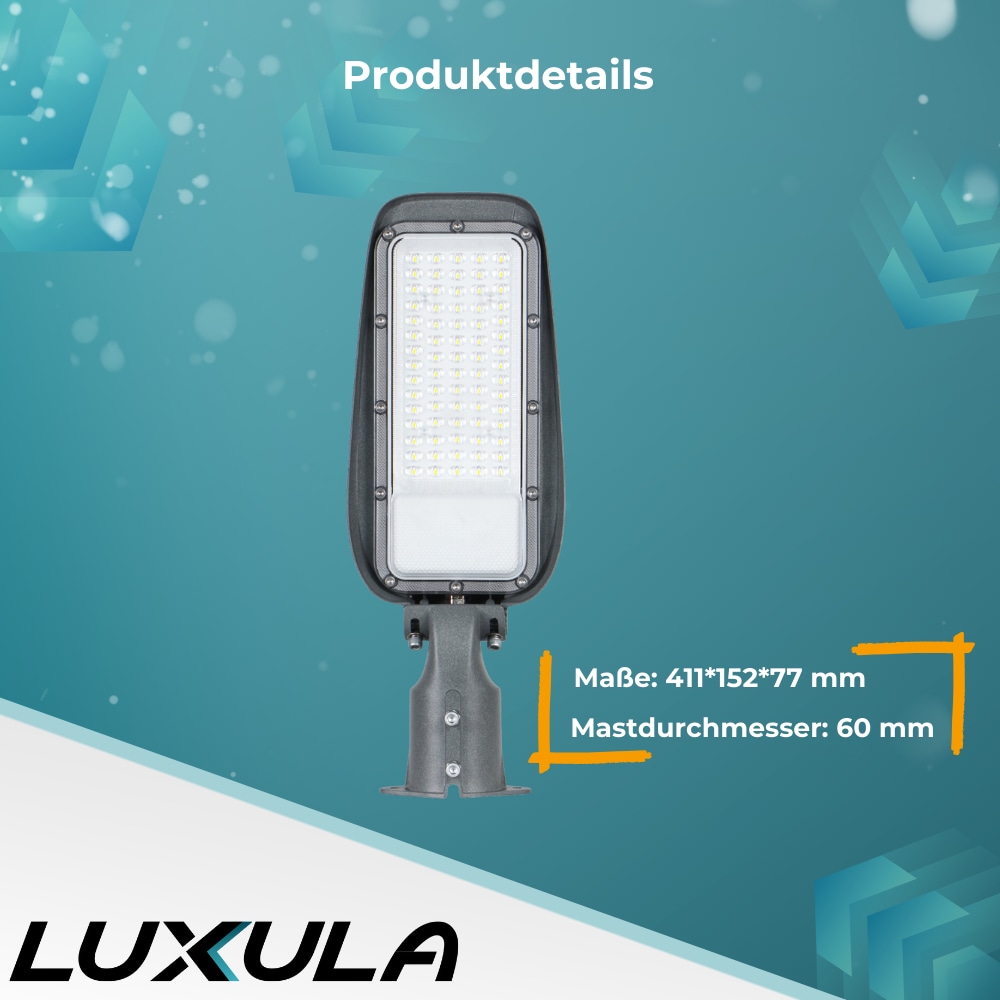 LUXULA LED-Straßenleuchte, EEK: F, 50W, 5000lm, 3000K, IP65, grau LUXULA LED-Straßenleuchte, EEK: F, 50W, 5000lm, 3000K, IP65, grau