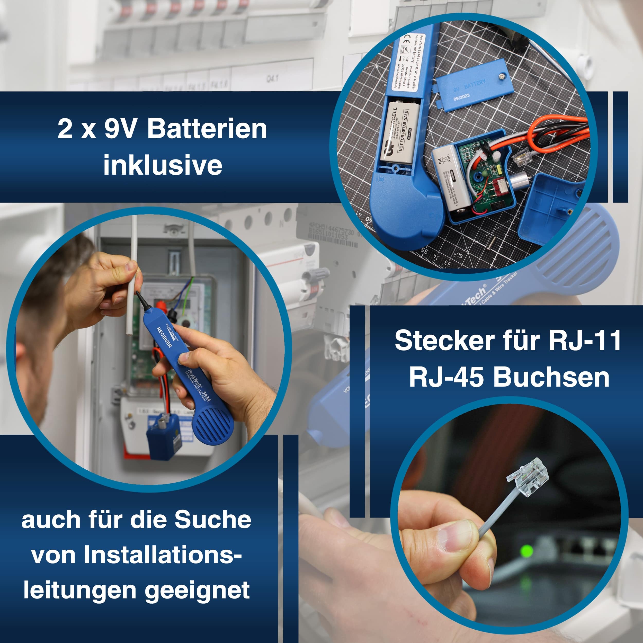 PEAKTECH Akustischer Leitungssucher, P 3434, mit Ton-Generator PEAKTECH Akustischer Leitungssucher, P 3434, mit Ton-Generator