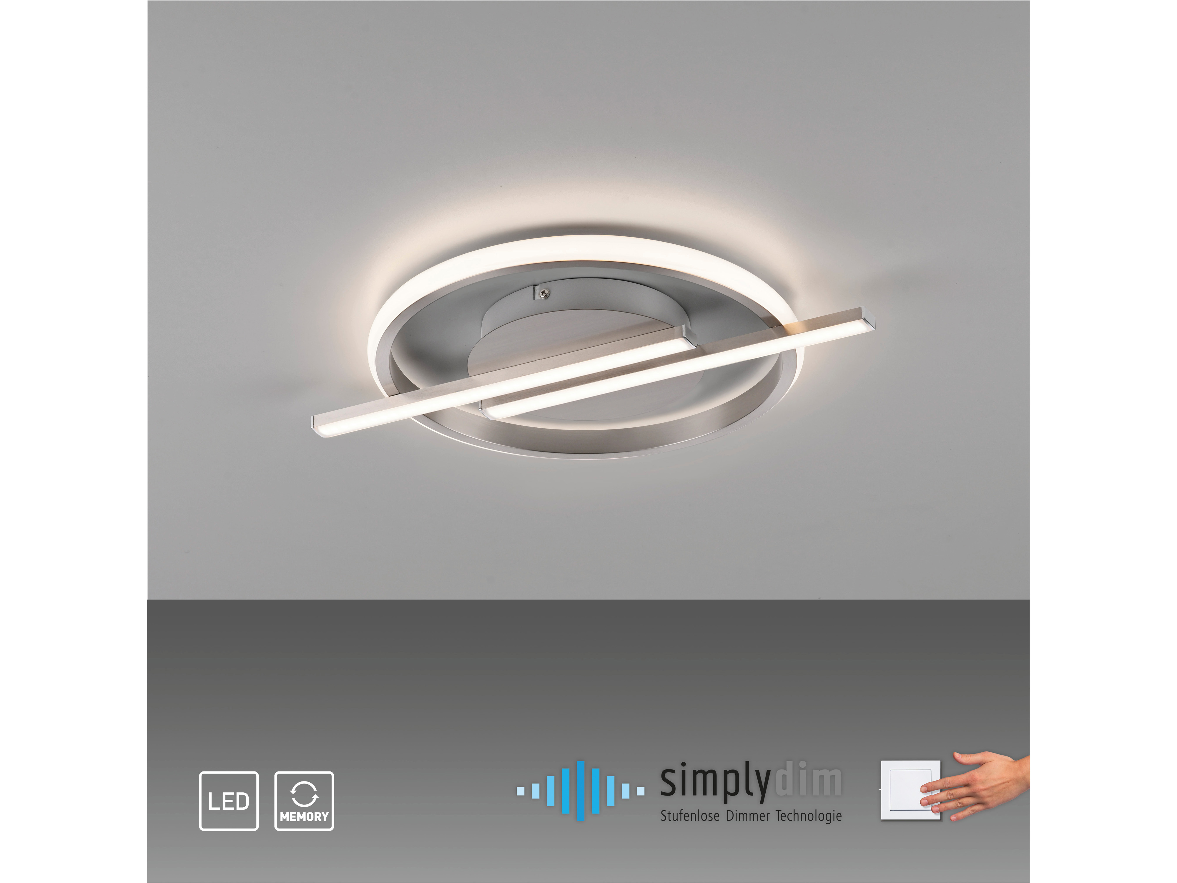 JUST LIGHT LED-Deckenleuchte 14130-55 stahl, 17,5 W, 2100 lm, 3000 K, Dimmbar JUST LIGHT LED-Deckenleuchte 14130-55 stahl, 17,5 W, 2100 lm, 3000 K, Dimmbar