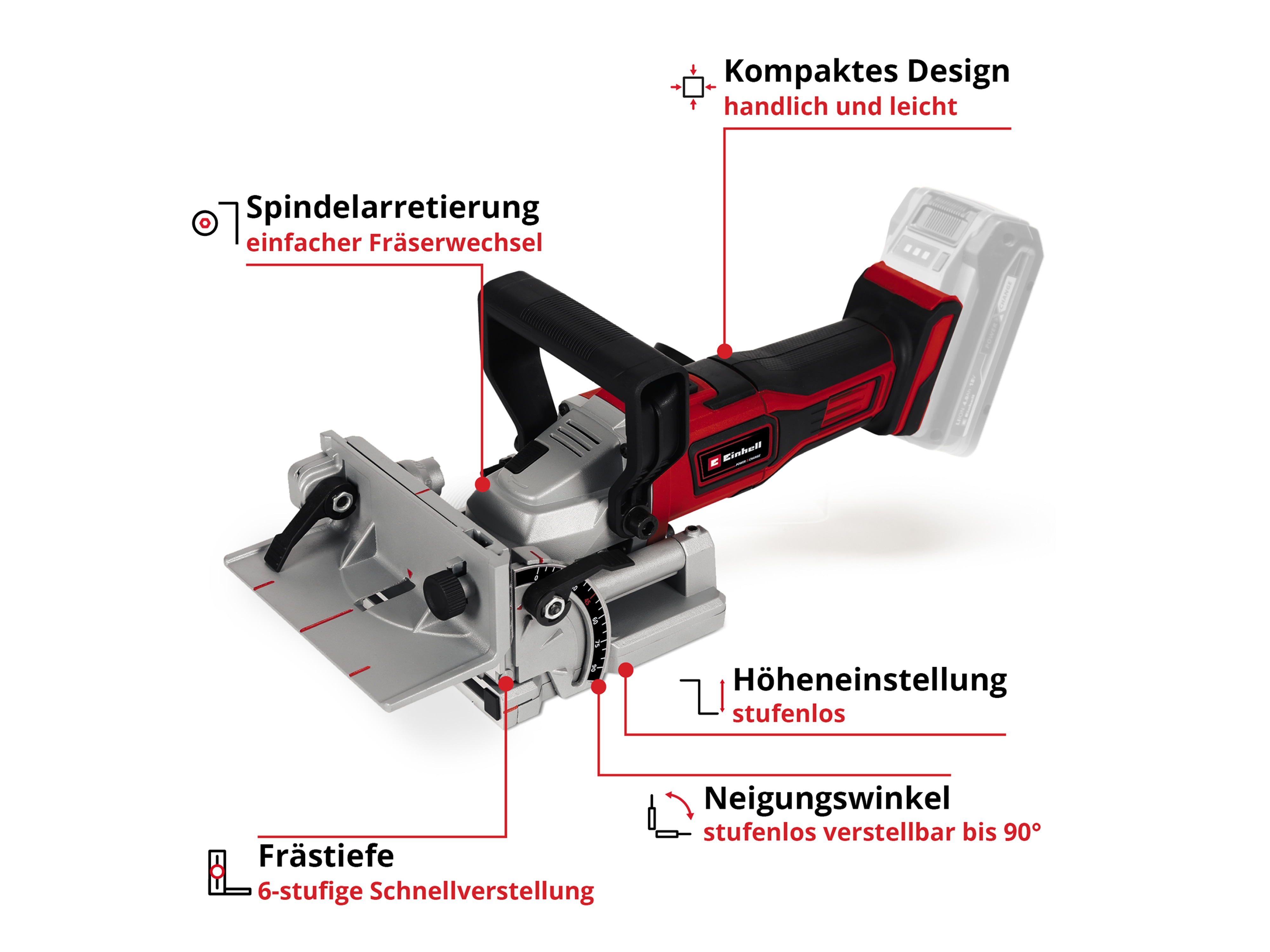 EINHELL Akku-Flachdübelfräse TE-BJ 18 Li - Solo EINHELL Akku-Flachdübelfräse TE-BJ 18 Li - Solo