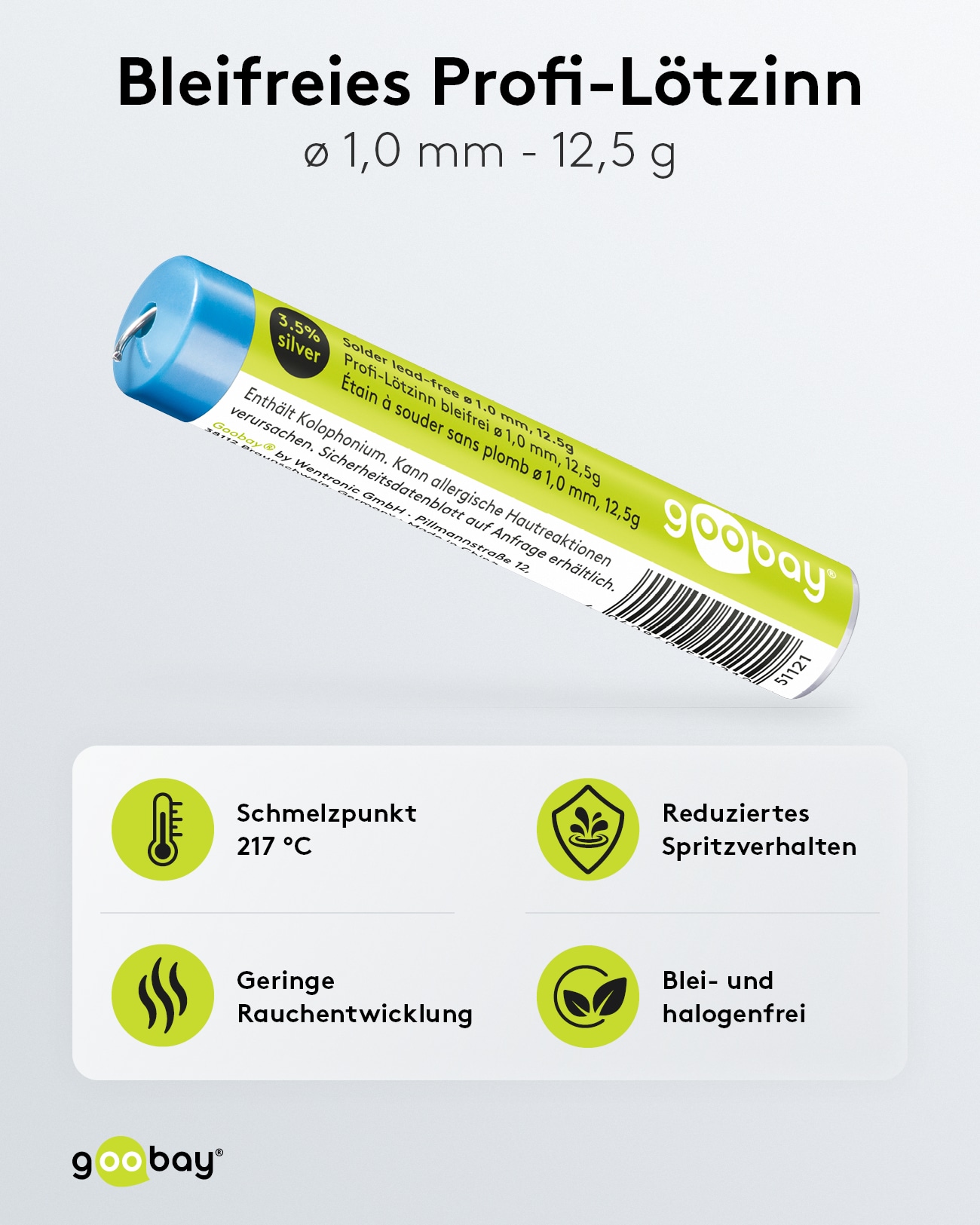 GOOBAY Lötzinn Pro, 12,5 g, Ø 1,0 mm GOOBAY Lötzinn Pro, 12,5 g, Ø 1,0 mm