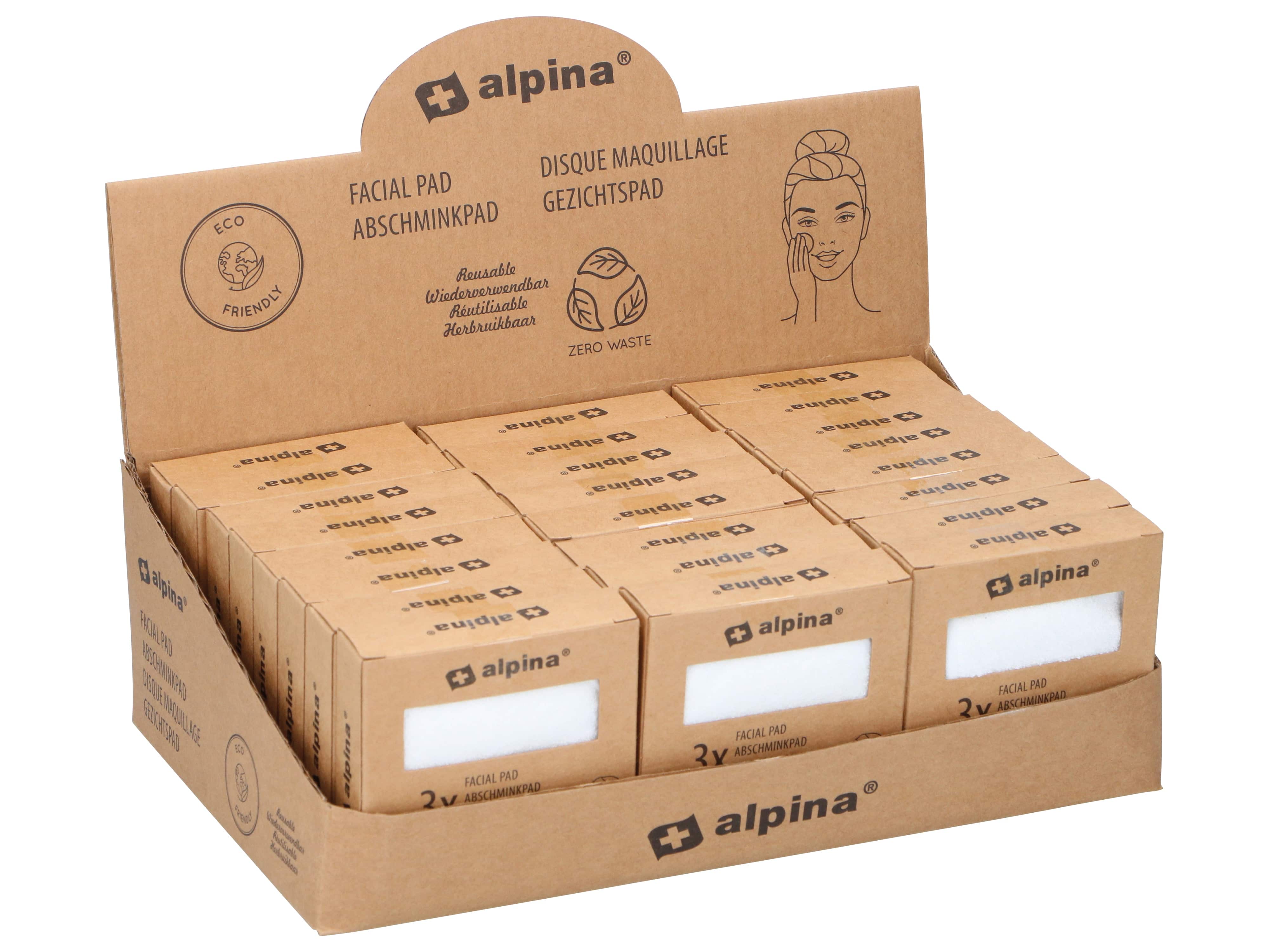 ALPINA Abschminktücher, 3 Stück, wiederverwendbar ALPINA Abschminktücher, 3 Stück, wiederverwendbar