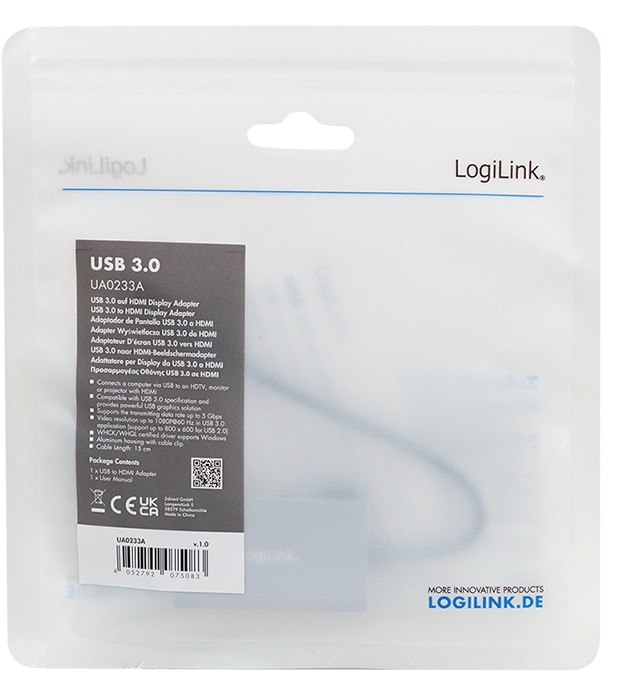 LOGILINK USB3.0-Adapter UA0223A USB-A/M zu HDMI-A/F 1080p 0,15m LOGILINK USB3.0-Adapter UA0223A USB-A/M zu HDMI-A/F 1080p 0,15m