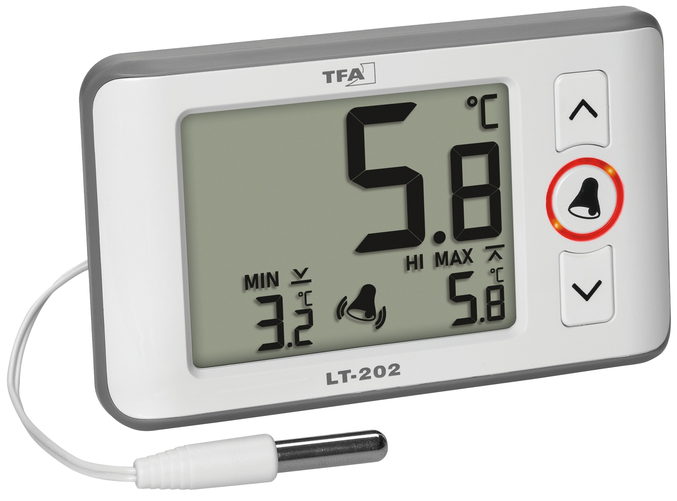 TFA Digitales Profi-Thermometer 30.1052.02, mit Kabelfühler, weiß-grau TFA Digitales Profi-Thermometer 30.1052.02, mit Kabelfühler, weiß-grau