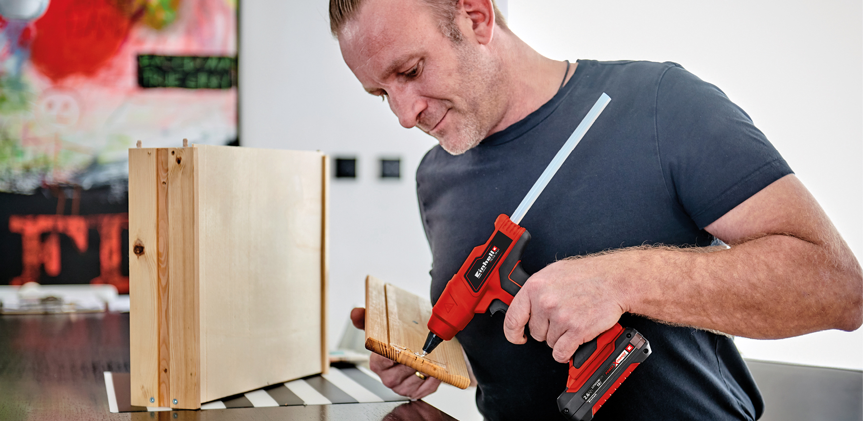 EINHELL Akku-Heißklebepistole TE-CG 18 Li Solo + E-Box Koffer S-F