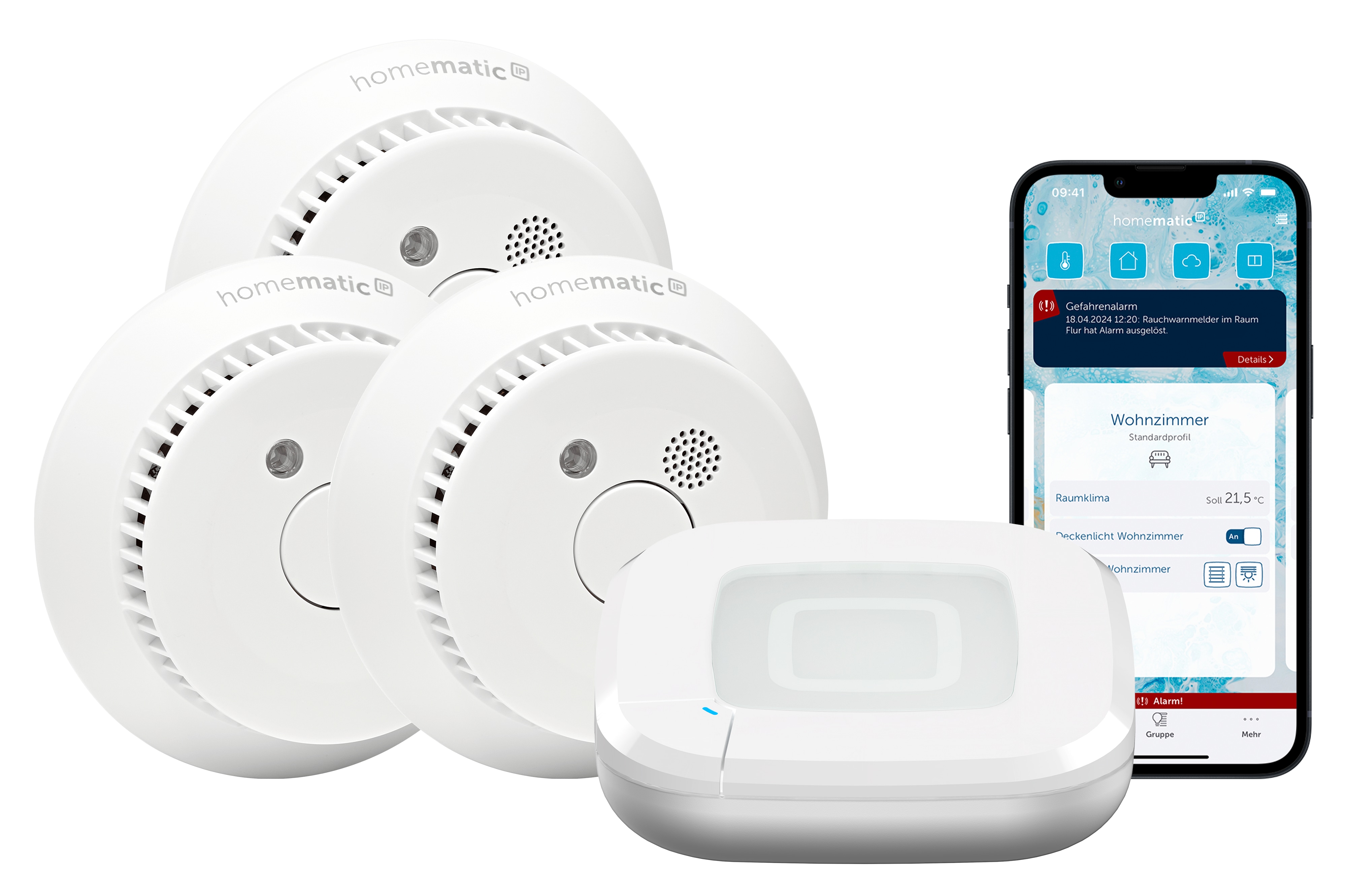 HOMEMATIC IP Starterset, Rauchwarnmelder für 3 Räume HOMEMATIC IP Starterset Rauchwarnmelder für 3 Räume