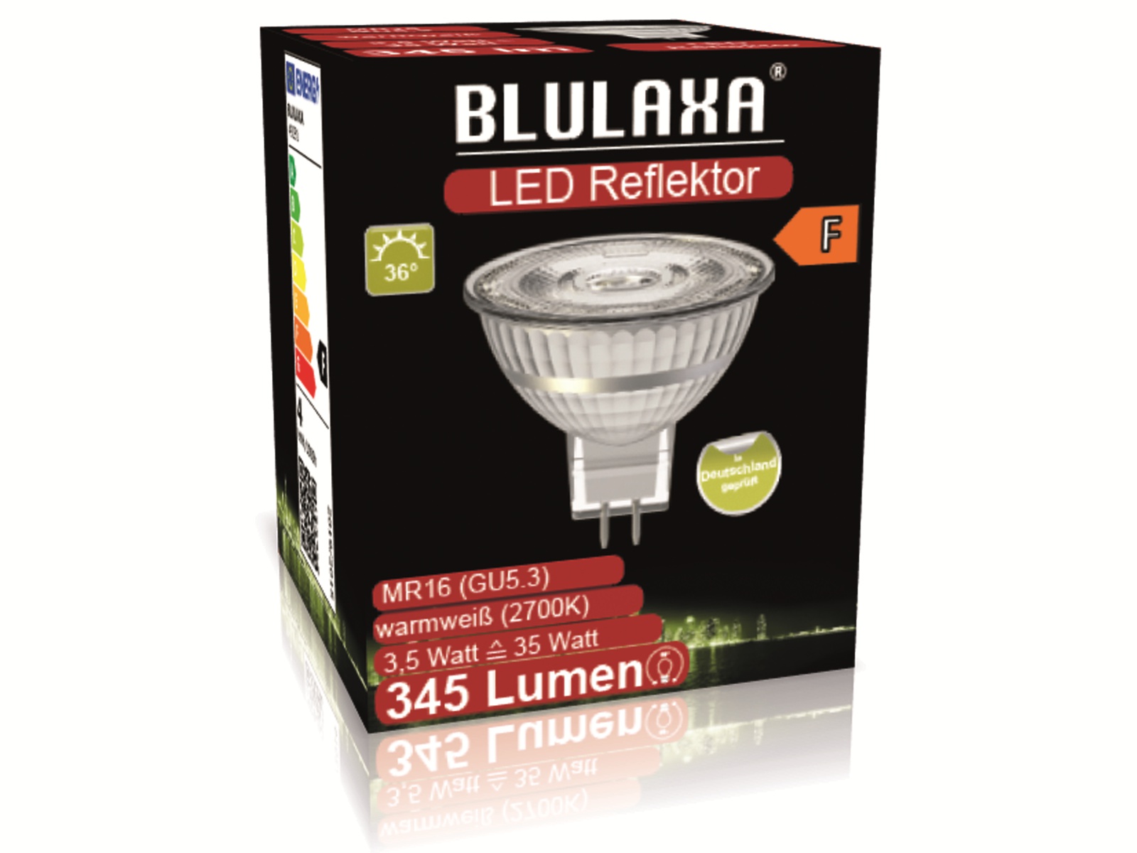 BLULAXA LED-SMD-Lampe, MR16, GU5.3, EEK: F, 3,5 W, 345 lm, 2700 K BLULAXA LED-SMD-Lampe, MR16, GU5.3, EEK: F, 3,5 W, 345 lm, 2700 K