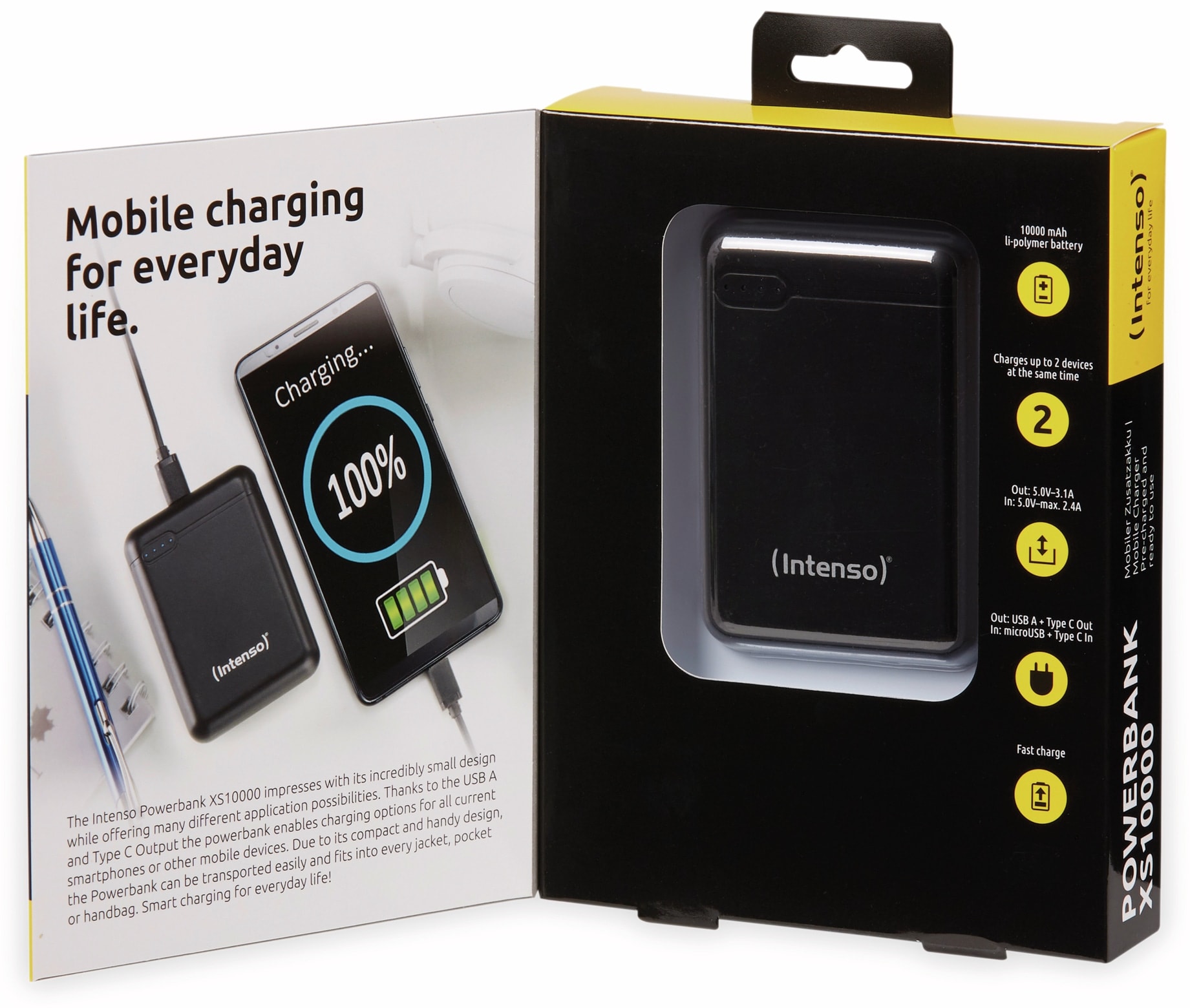 INTENSO USB Powerbank 7313530 XS 10000, 10.000 mAh, schwarz INTENSO USB Powerbank 7313530 XS 10000, 10.000 mAh, schwarz