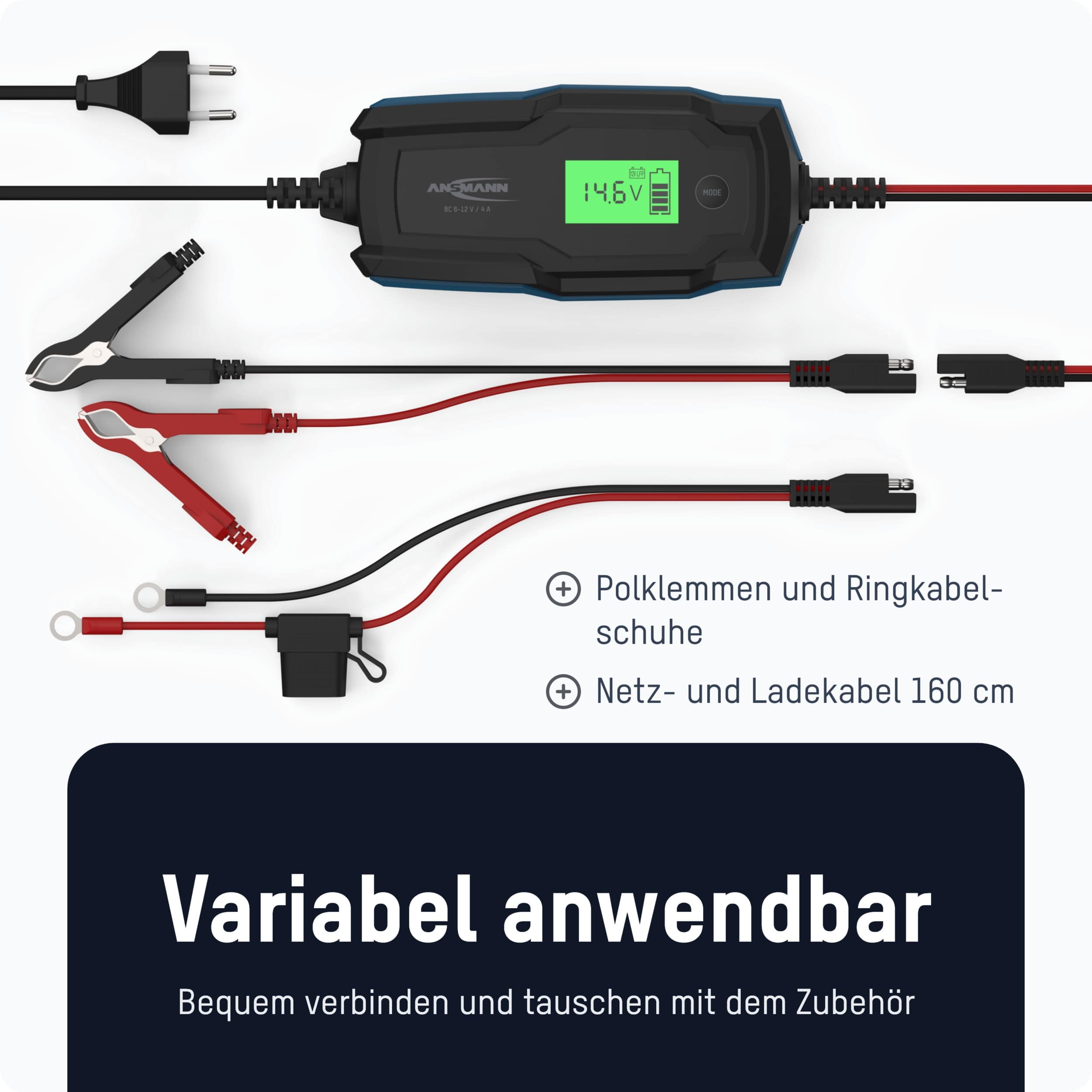 ANSMANN Autobatterie-Ladegerät, 1001-0144, Bleiladegerät, BC 6...12 V-, 4 A ANSMANN Autobatterie-Ladegerät, 1001-0144, Bleiladegerät, BC 6...12 V-, 4 A