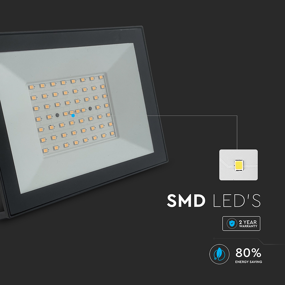 V-TAC LED-Fluter, VT-44054, 50 W, 3000 K, EEK: F, 4000 lm, warmweiß, IP65, schwarz V-TAC LED-Fluter, VT-44054, 50 W, 3000 K, EEK: F, 4000 lm, warmweiß, IP65, schwarz