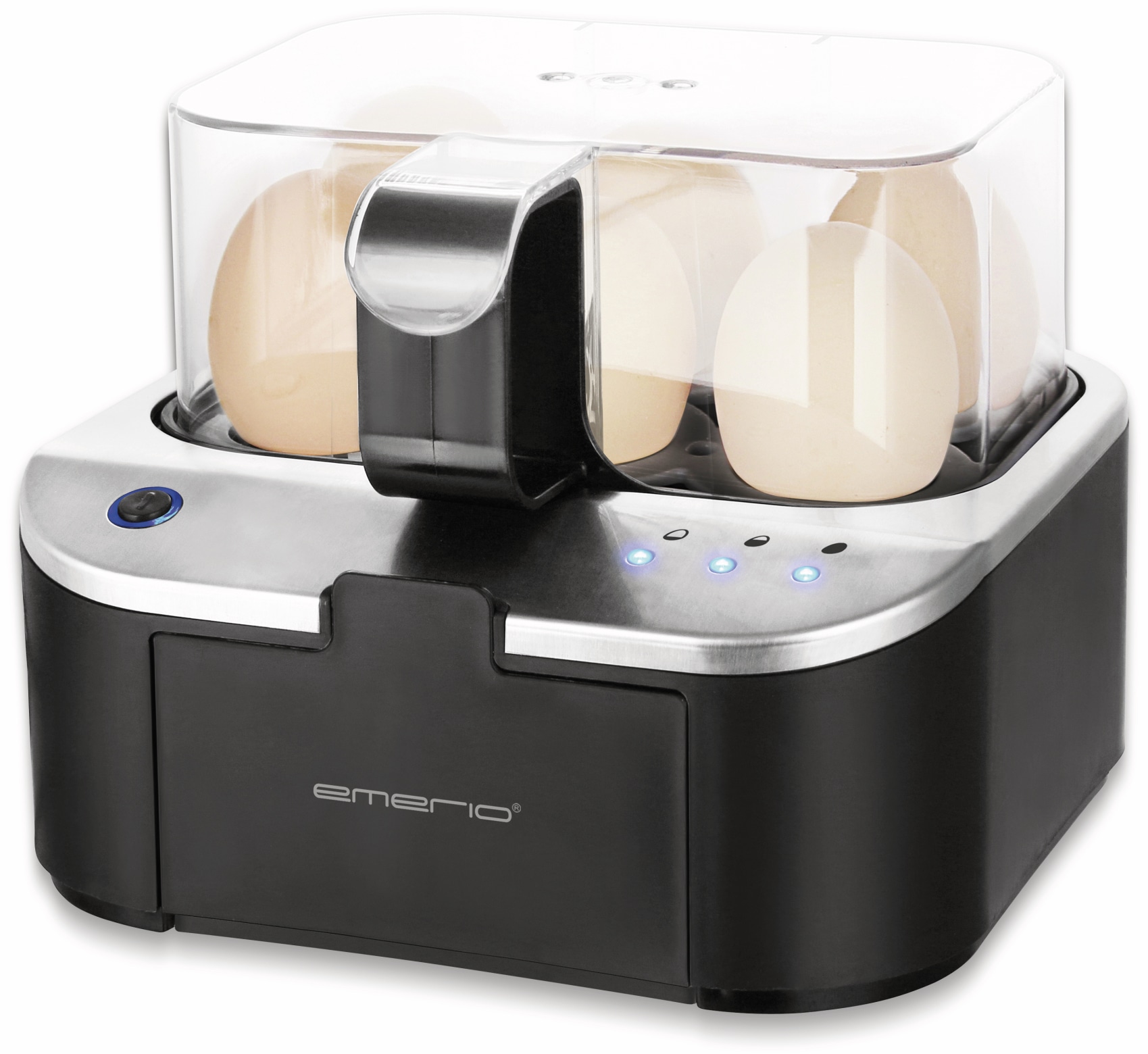 EMERIO Eierkocher EB-123177.1, 6 Eier, 400 Watt, Sprachausgabe, schwarz EMERIO Eierkocher EB-123177.1, 6 Eier, 400 Watt, Sprachausgabe, schwarz