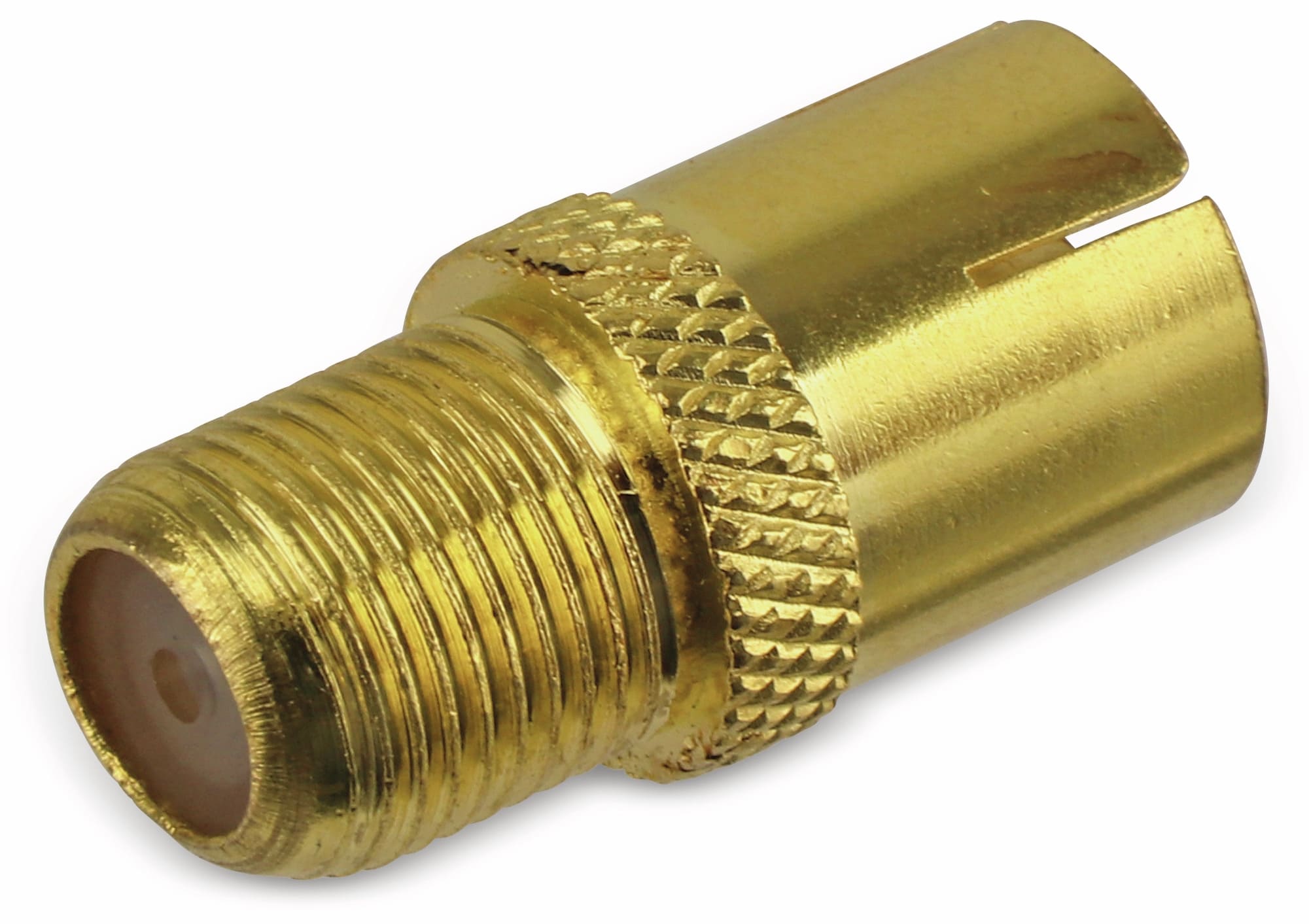 S-IMPULS F-Adapter, Koaxialkupplung/F-Kupplung, vergoldet S-IMPULS F-Adapter, Koaxialkupplung/F-Kupplung, vergoldet