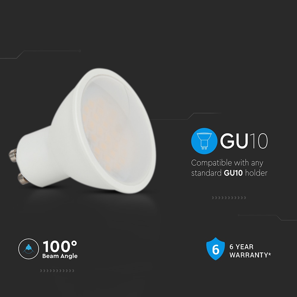 V-TAC LED-Lampe VT-205, GU10, 4,5W, 3000K, EEK: F, CREE Chip, 400lm, IP20