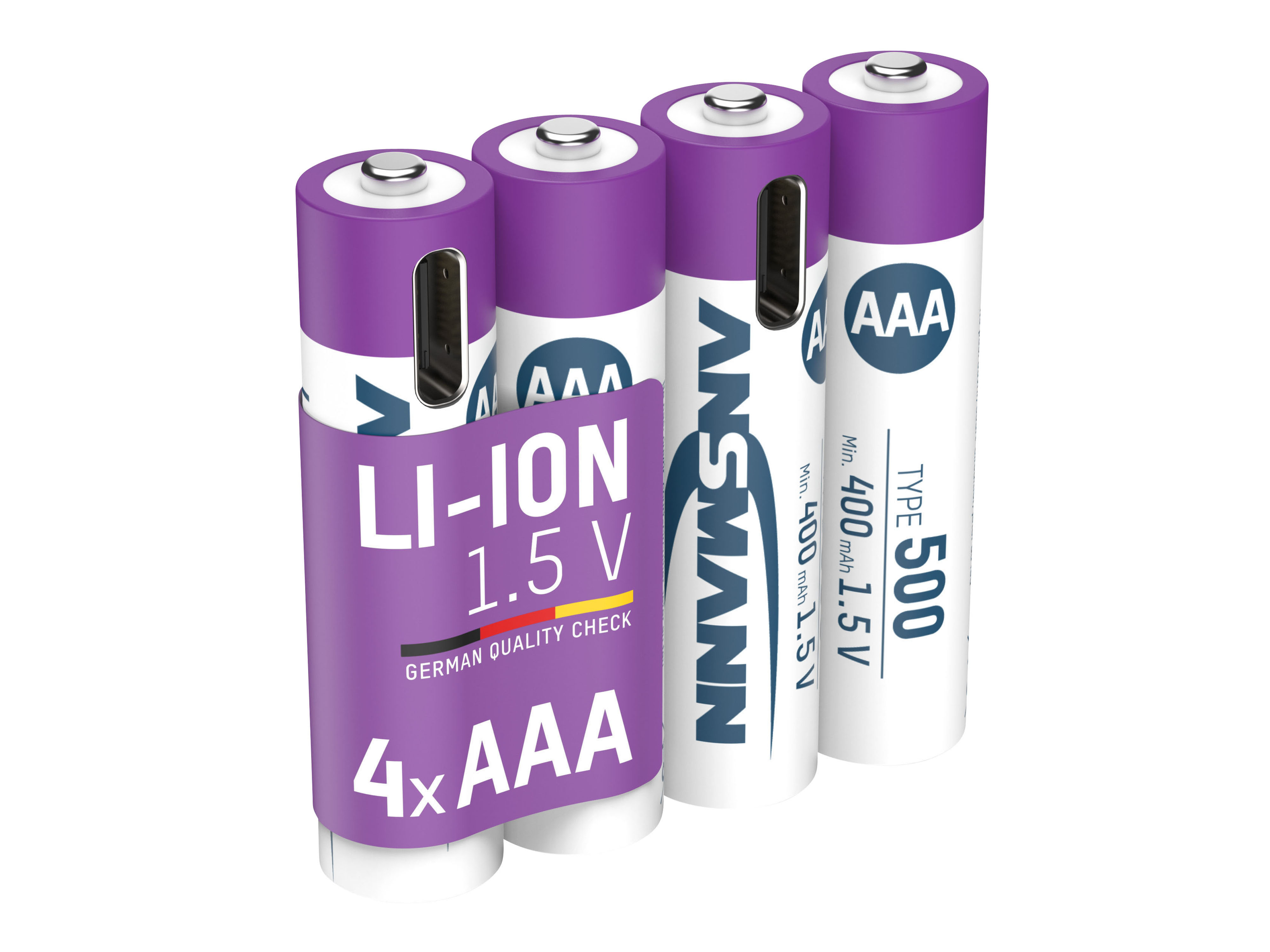 ANSMANN Li-Ion Micro-Akku, AAA, Typ 500 (min. 400mAh), 4 Stück ANSMANN Li-Ion Micro-Akku, AAA, Typ 500 (min. 400mAh), 4 Stück