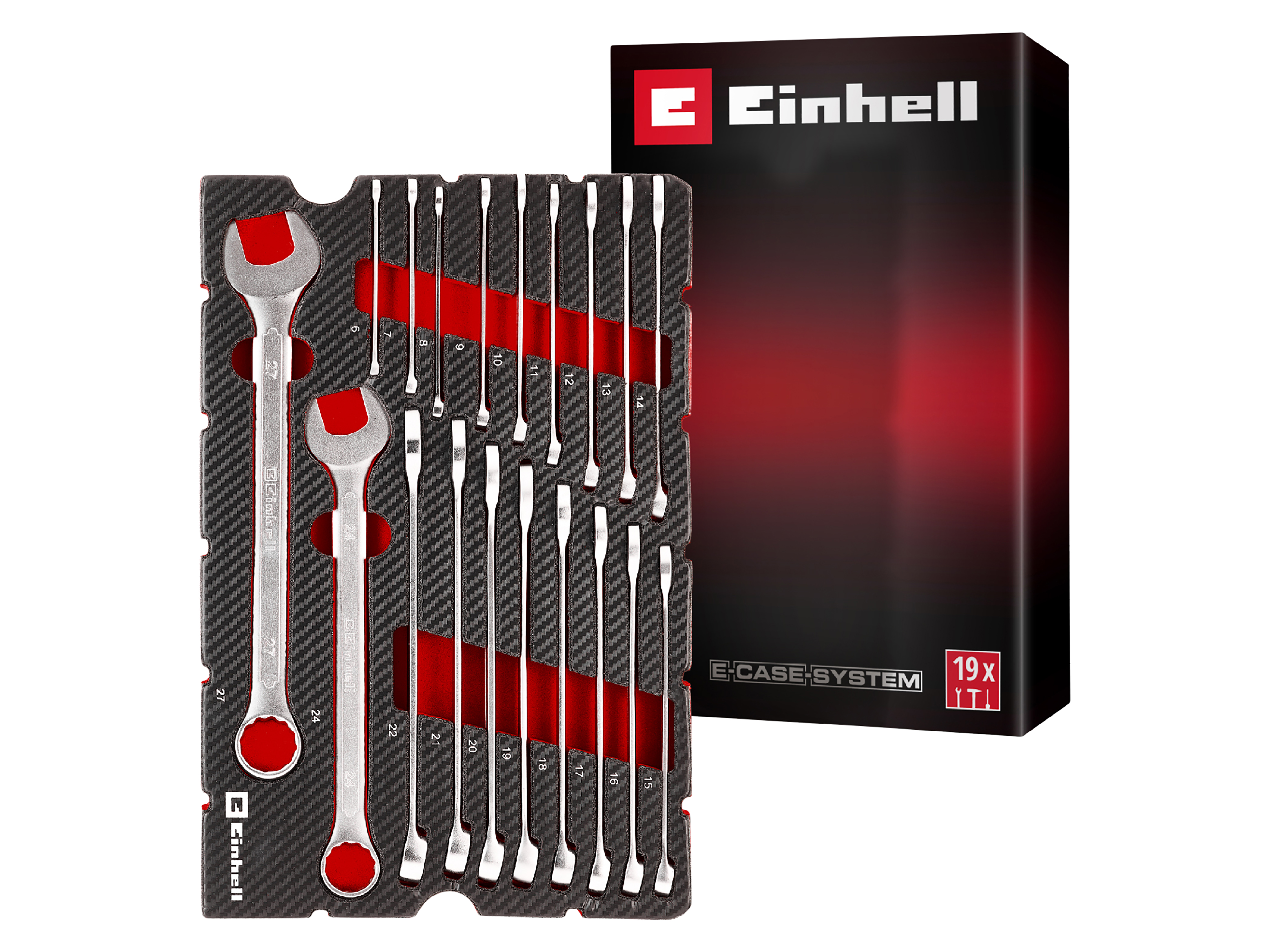EINHELL E-Case-Einleger Gabelringschlüssel, 370521, 19-teilig EINHELL E-Case-Einleger Gabelringschlüssel, 370521, 19-teilig