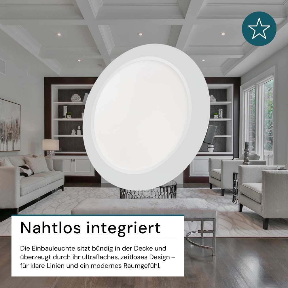 LUXULA LED-Einbauleuchte, 18W, EEK: F, 1800lm, CCT, IP44, weiß