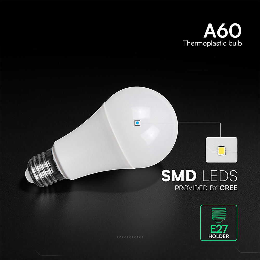 V-TAC LED-Lampe VT-2173496, EEK: F, 10,5W, 1055lm, 4000K, E27, A60, 200°
