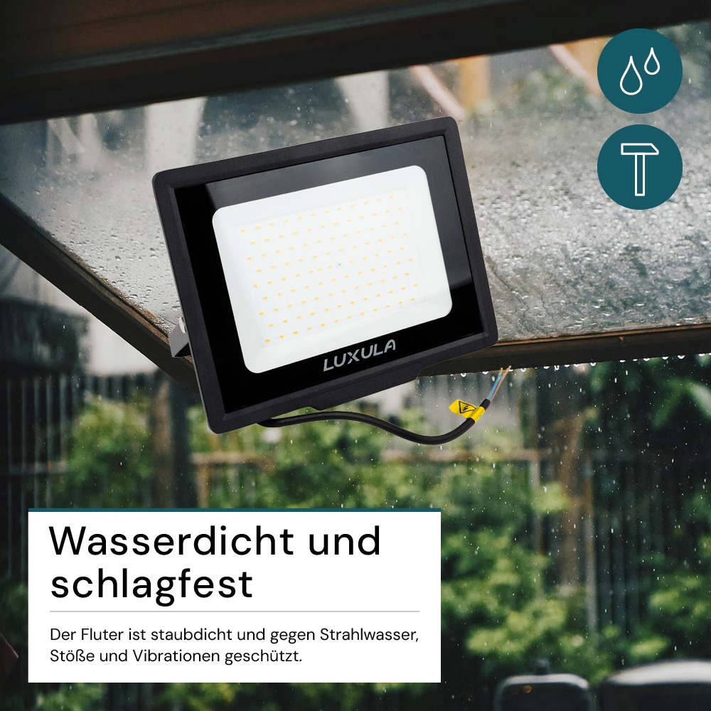 LUXULA LED-Fluter, EEK: F, 100W, 10000lm, 3000K, schwarz