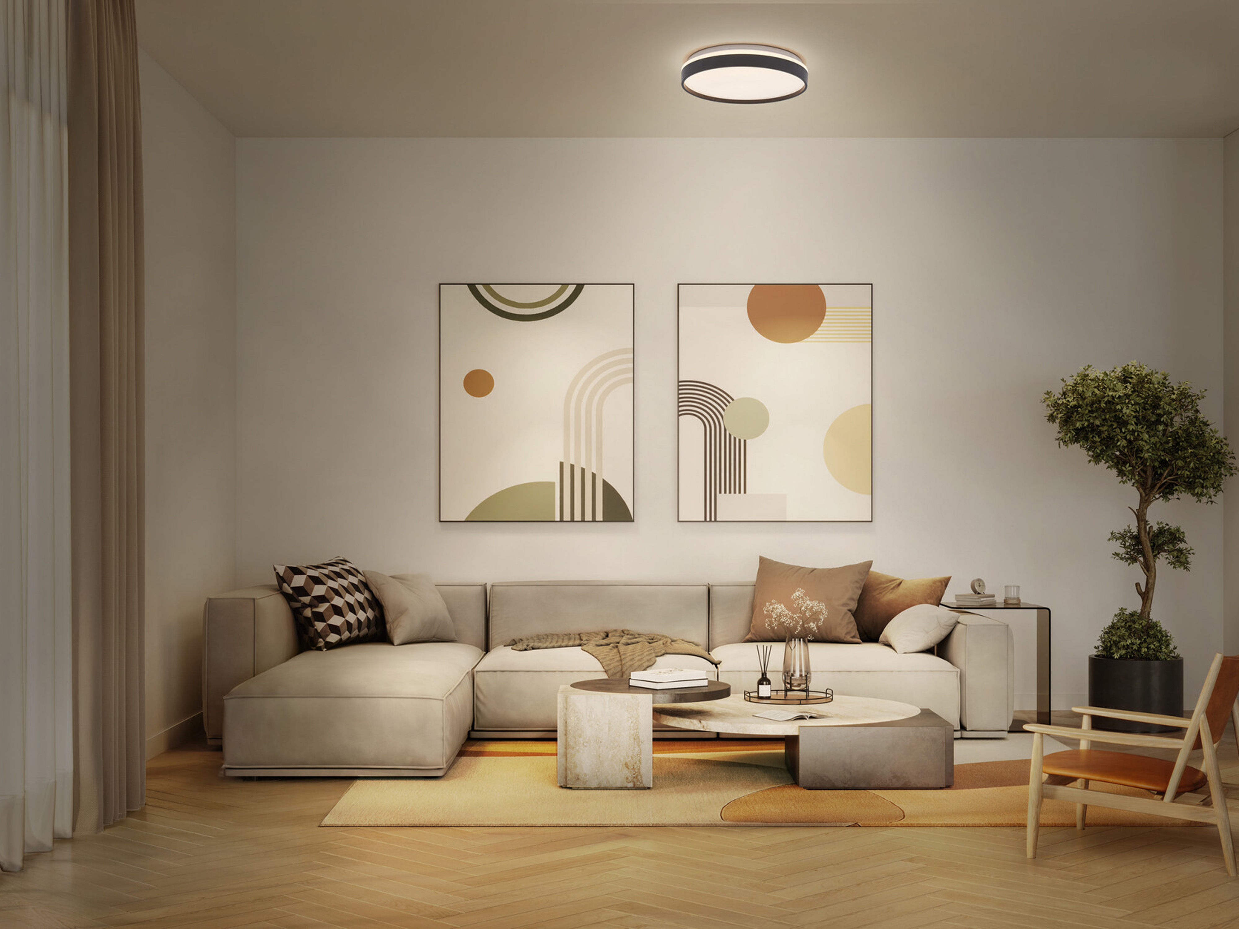 OSRAM LED-Deckenleuchte, 16W, 3000K, 1000lm, warmweiß, IP20, schwarz, Ø30cm OSRAM LED-Deckenleuchte, 16W, 3000K, 1000lm, warmweiß, IP20, schwarz, Ø30cm