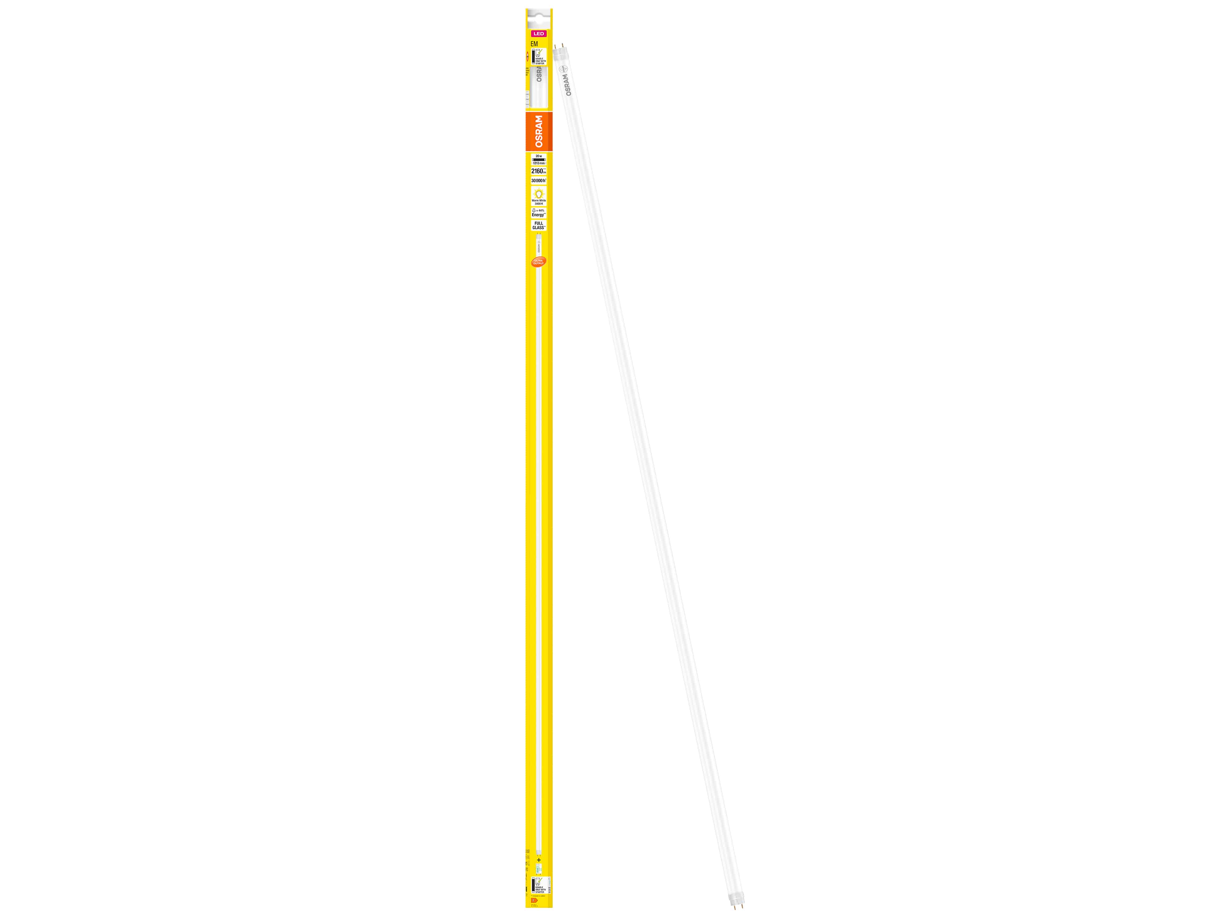 OSRAM LED-Röhre, T8, 1200mm, G13, EEK: F, 20W, 2160lm, 3000K OSRAM LED-Röhre, T8, 1200mm, G13, EEK: F, 20W, 2160lm, 3000K