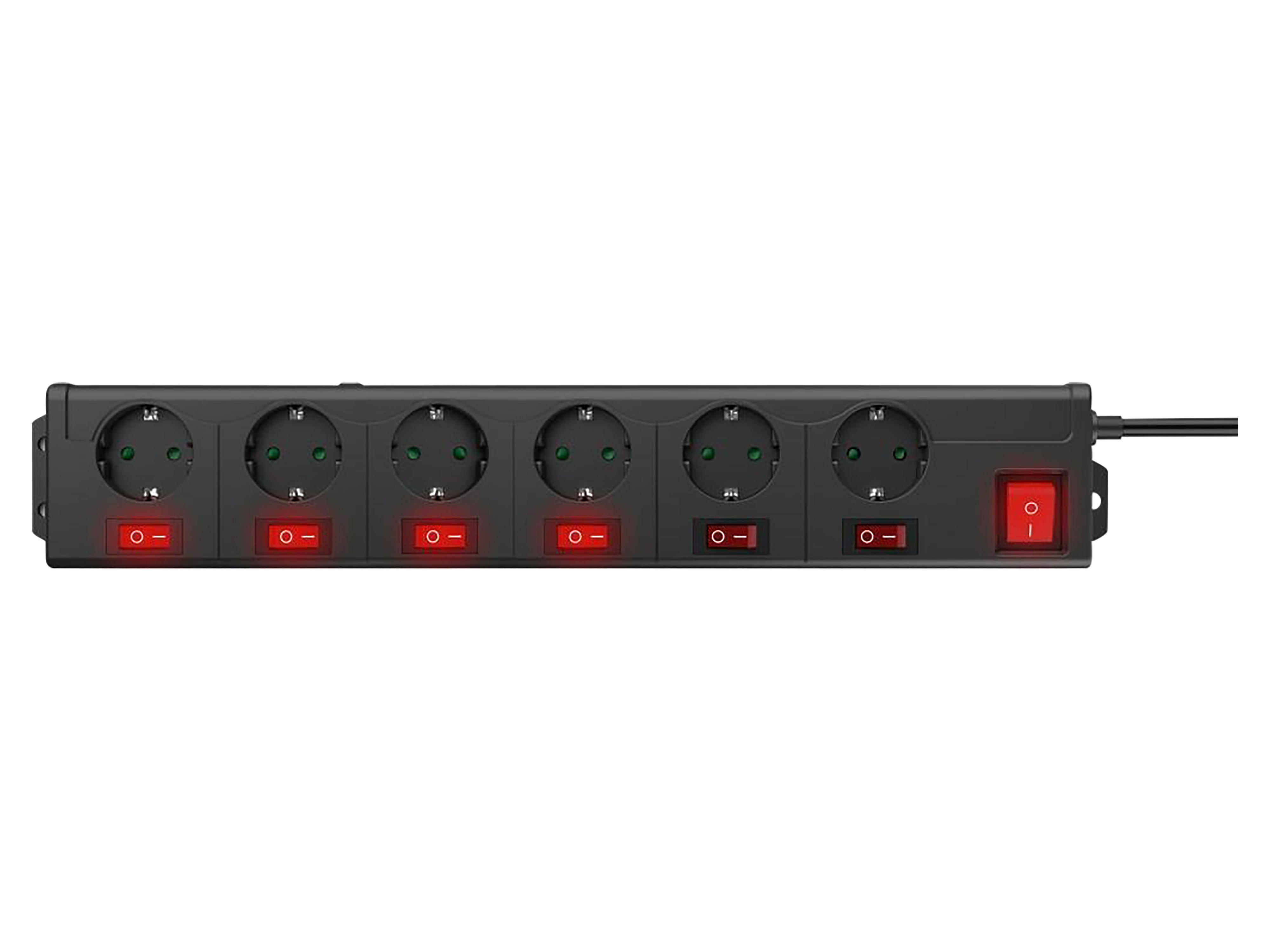 HAMA Steckdosenleiste, 6+1, XL, 6-fach, einzeln schaltbar, schwarz