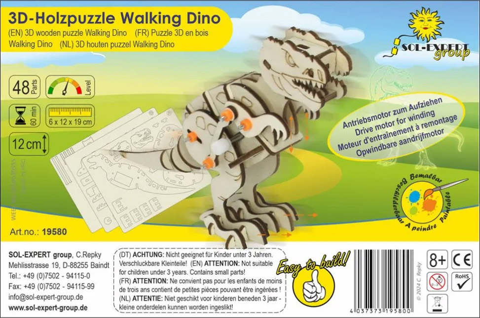 SOL-EXPERT 3D Holz Puzzle Funktionsmodell Walking Dino SOL-EXPERT 3D Holz Puzzle Funktionsmodell Walking Dino