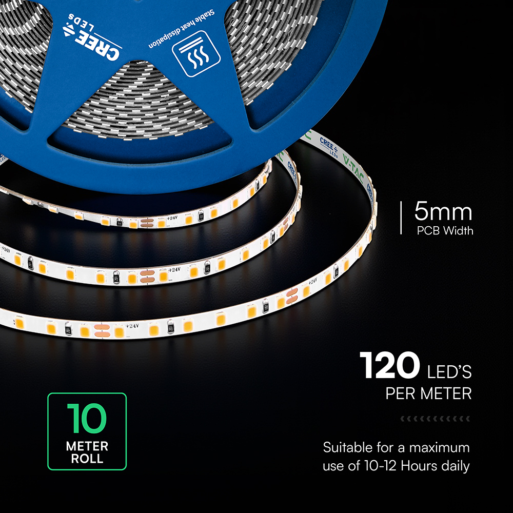 V-TAC LED-Strip, VT-240826, 80W, 6500K, EEK: F, 7600lm, 24V,10m V-TAC LED-Stripe, VT-240826, 80W, 6500K, EEK: F, 7600lm, 24V,10m