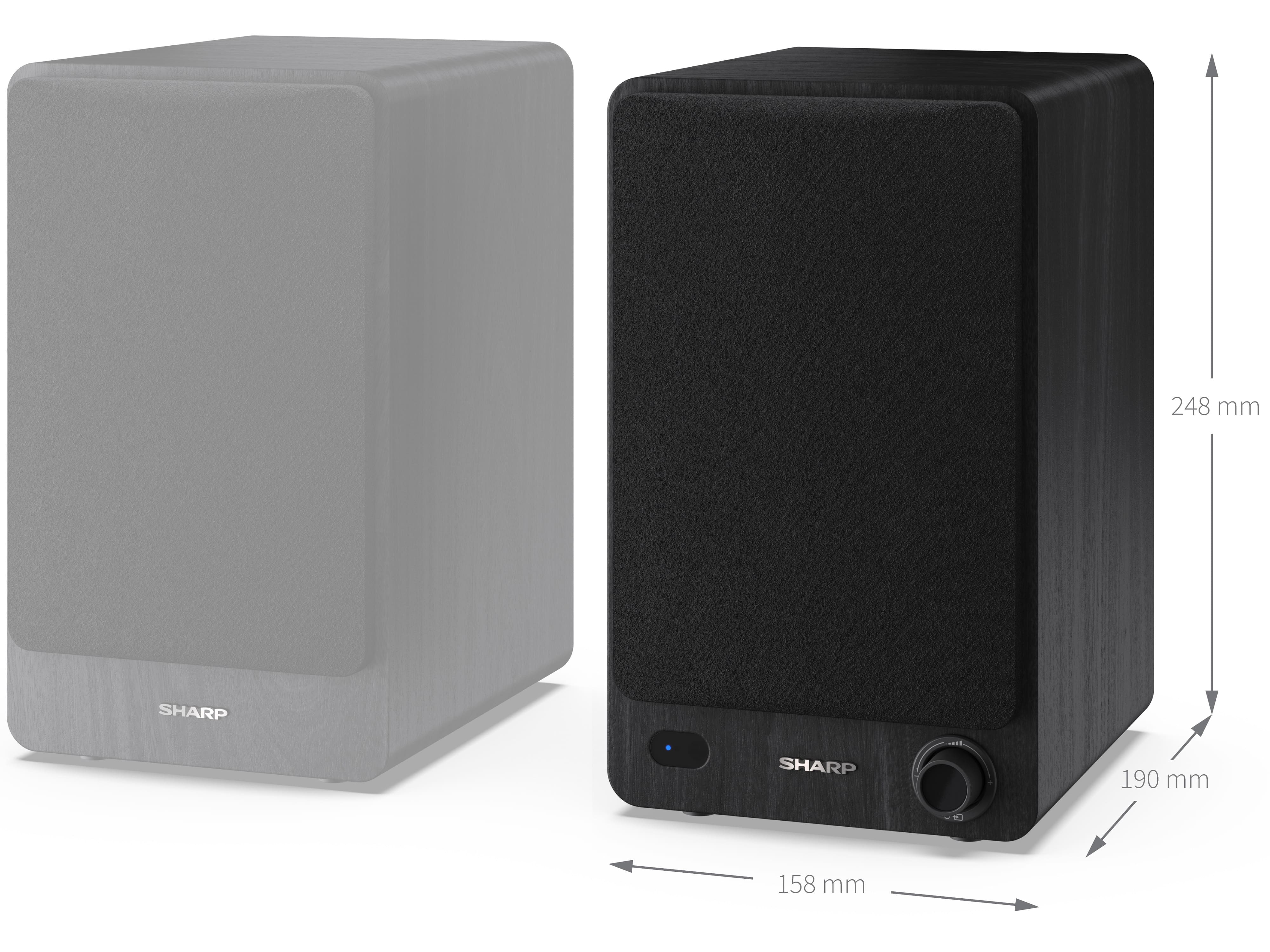 SHARP Lautsprecherboxen CP-SS30 (BK), 2-Wege, Bluetooth, USB, MP3, 60 W SHARP Lautsprecherboxen CP-SS30 (BK), 2-Wege, Bluetooth, USB, MP3, 60 W