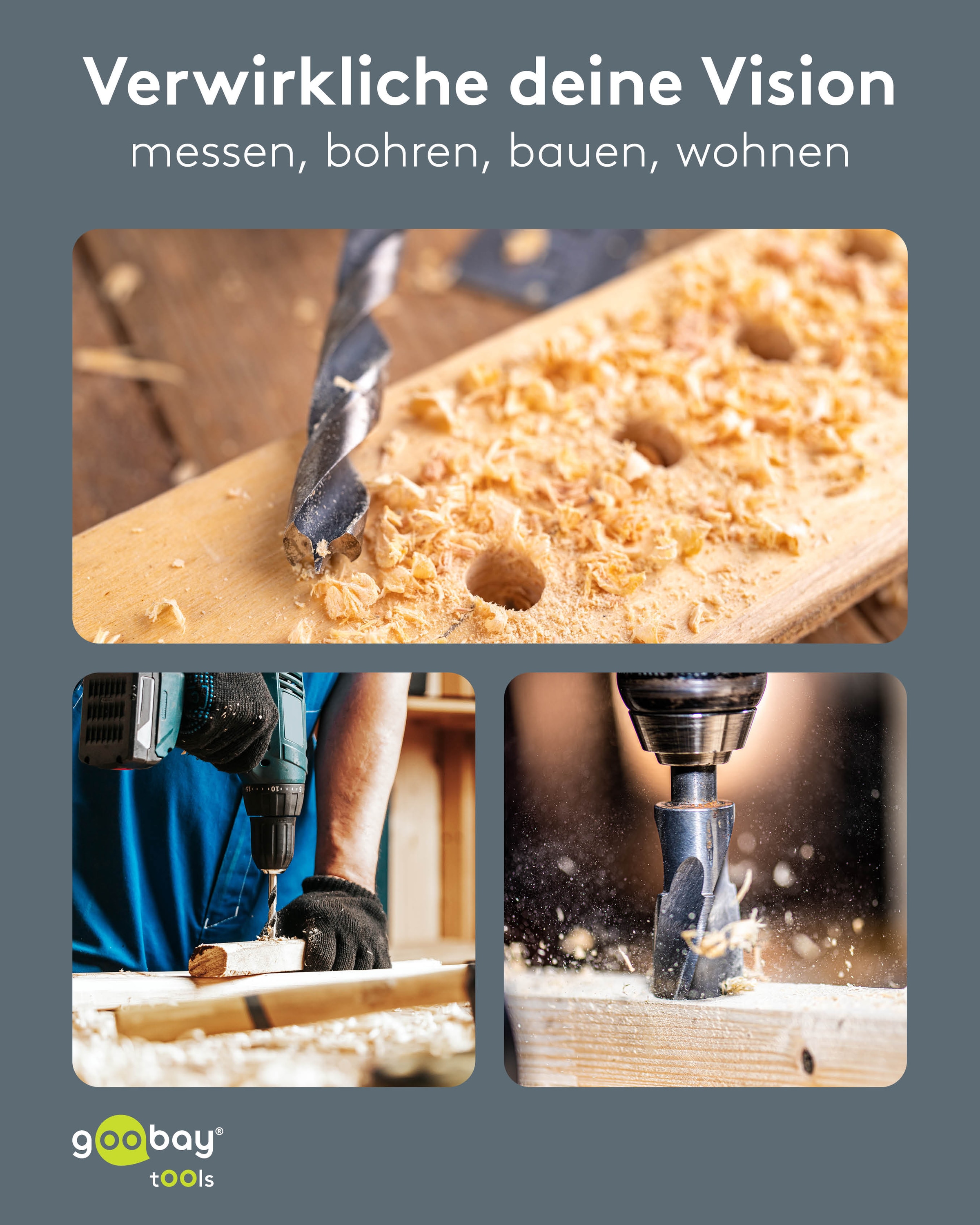GOOBAY TOOLS Holzbohrer-Set, 77847, 3-10 mm, 15-teilig GOOBAY TOOLS Holzbohrer-Set, 77847, 3-10 mm, 15-teilig