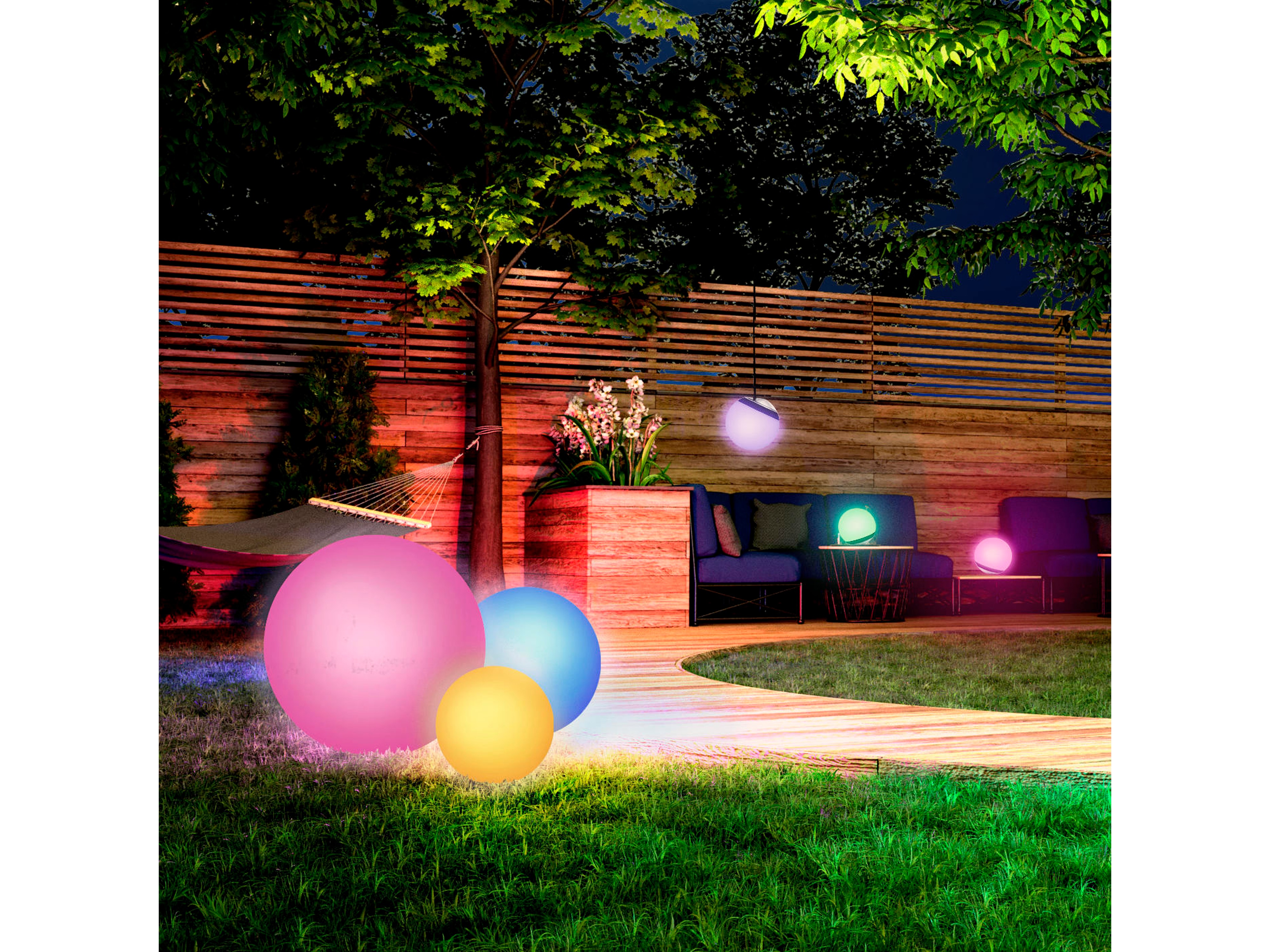 TINT Müller-Licht Solar LED-Gartenleuchte Calluna, Ø 25 cm, RGB+W