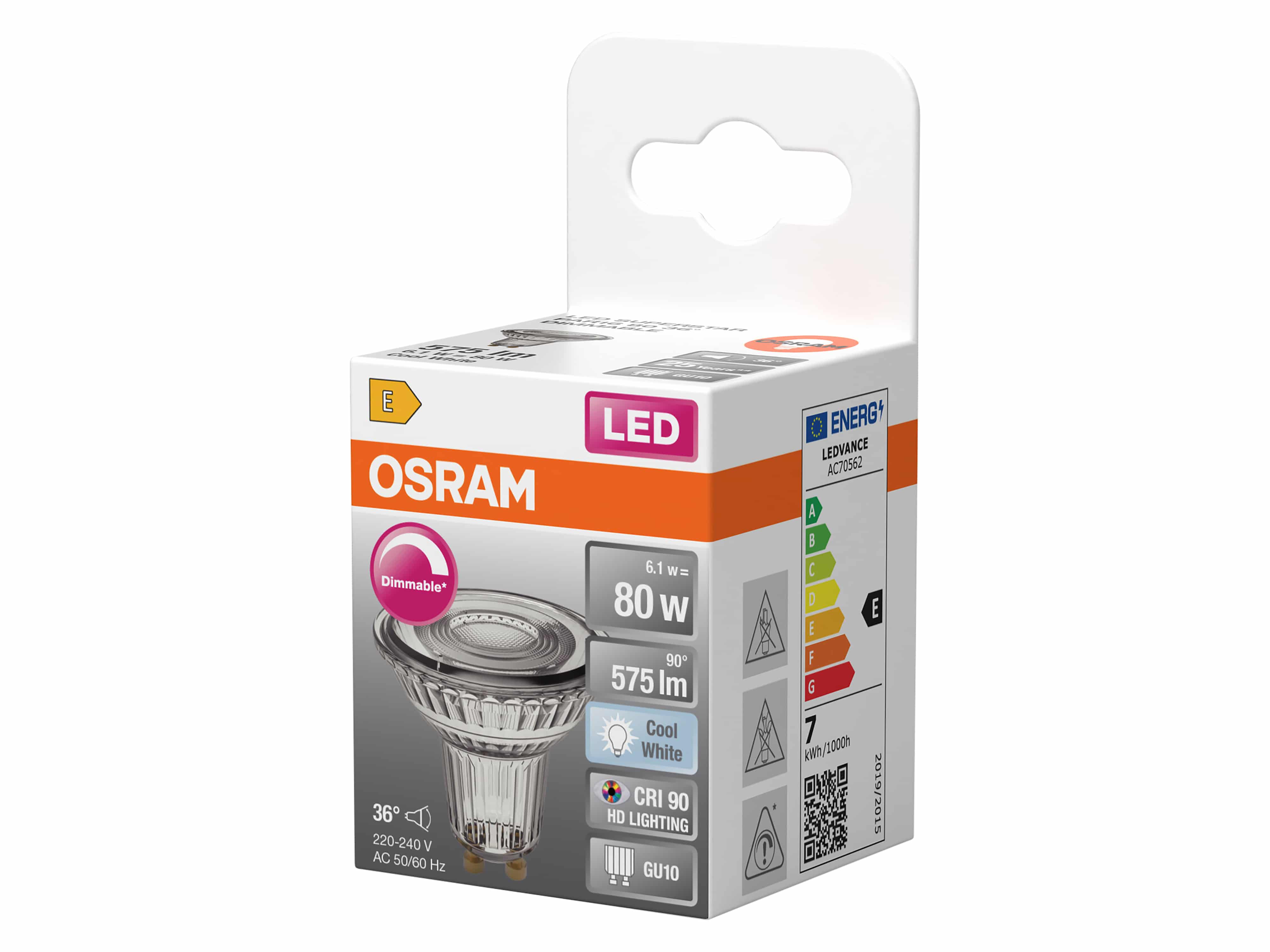 OSRAM LED-Lampe SUPERSTAR, dimmbar, GU10, 6,1 W, 4000 K, EEK: E, 575 lm, neutralweiß OSRAM LED-Lampe SUPERSTAR, dimmbar, GU10, 6,1 W, 4000 K, EEK: E, 575 lm, neutralweiß