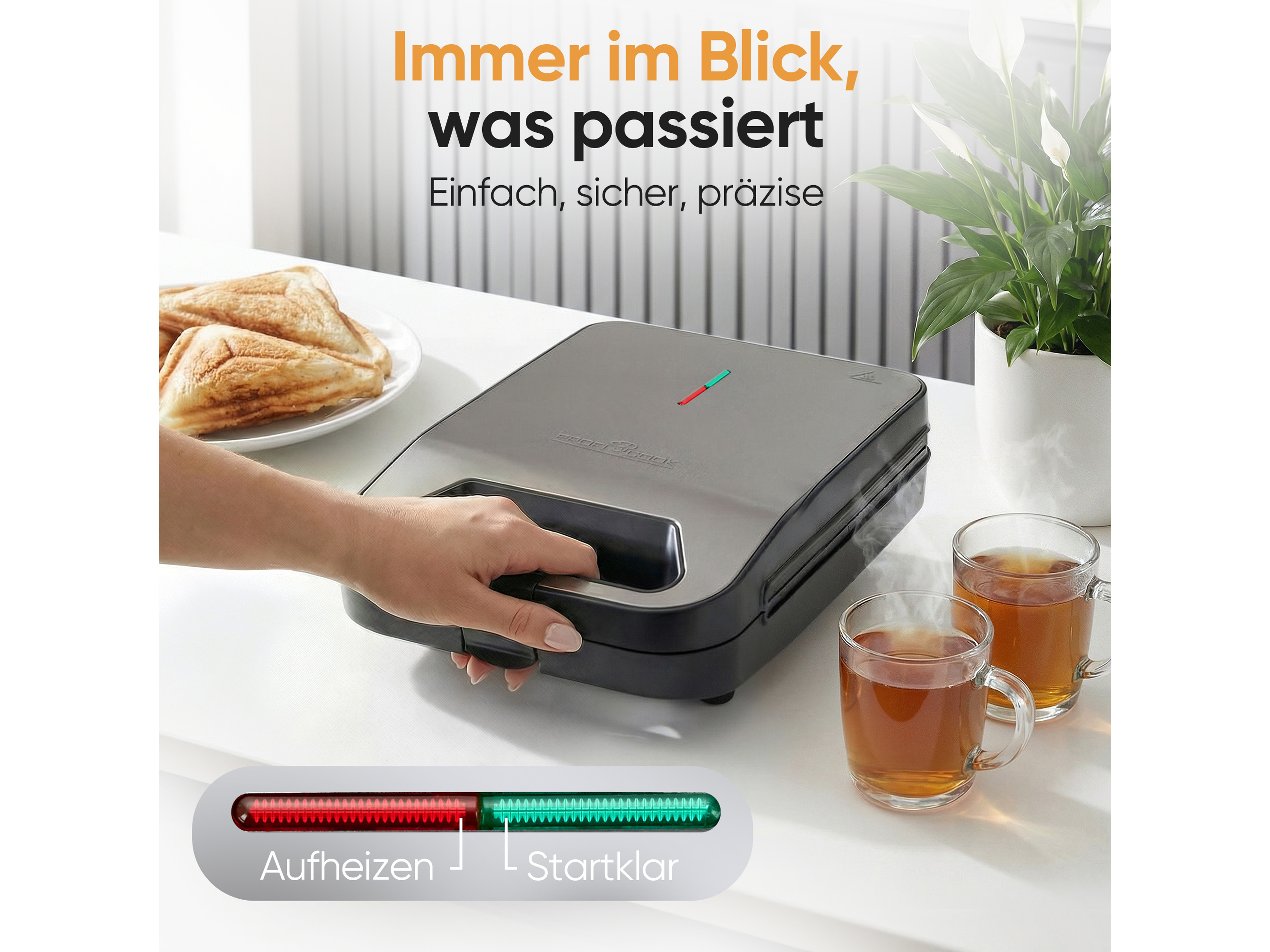 PROFICOOK Sandwichmaker PC-ST 1329, 4 Sandwiches, antihaftbeschichtet, 1600W PROFICOOK Sandwichmaker PC-ST 1329, 4 Sandwiches, antihaftbeschichtet, 1600W