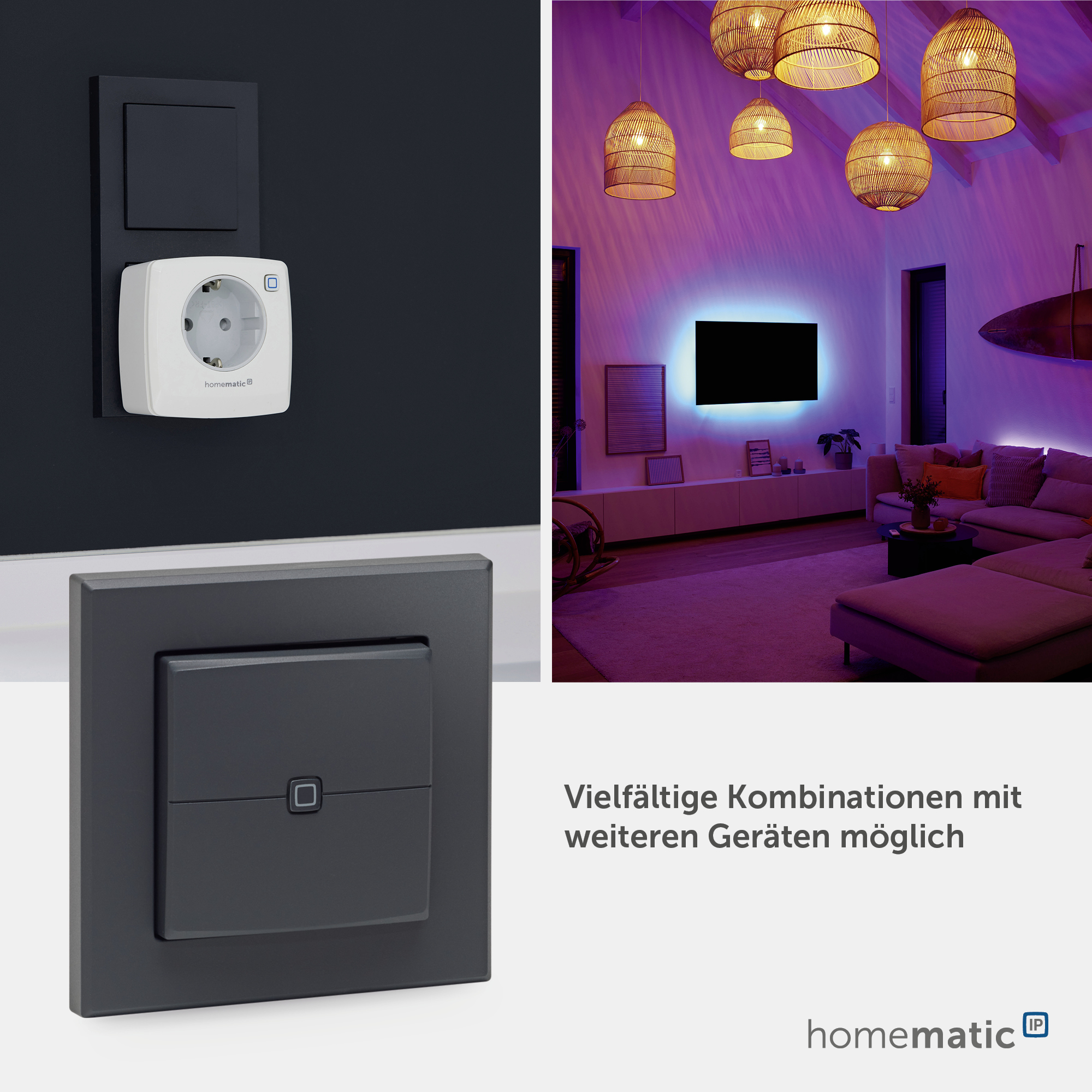 HOMEMATIC IP 161869A0 Wandtaster 2-fach anthrazit