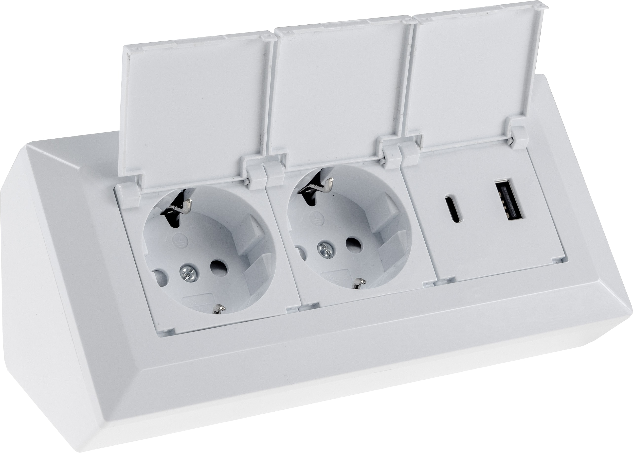 CHILITEC Steckdosenblock 23950, 2-fach, mit Schutzklappen, USB-A+C, weiß CHILITEC Steckdosenblock 23950, 2-fach, mit Schutzklappen, USB-A+C, weiß