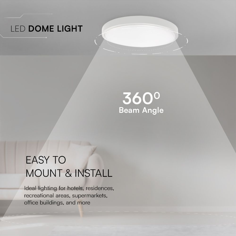 V-TAC LED-Deckenleuchte VT-8618, EEK: F, 18 W, 1830 lm, 3000 K, IP44, 250 mm